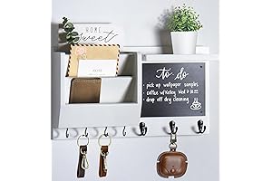 Decorative Key Holder for Wall - Entry way Wall Hooks Organizer with Shelf