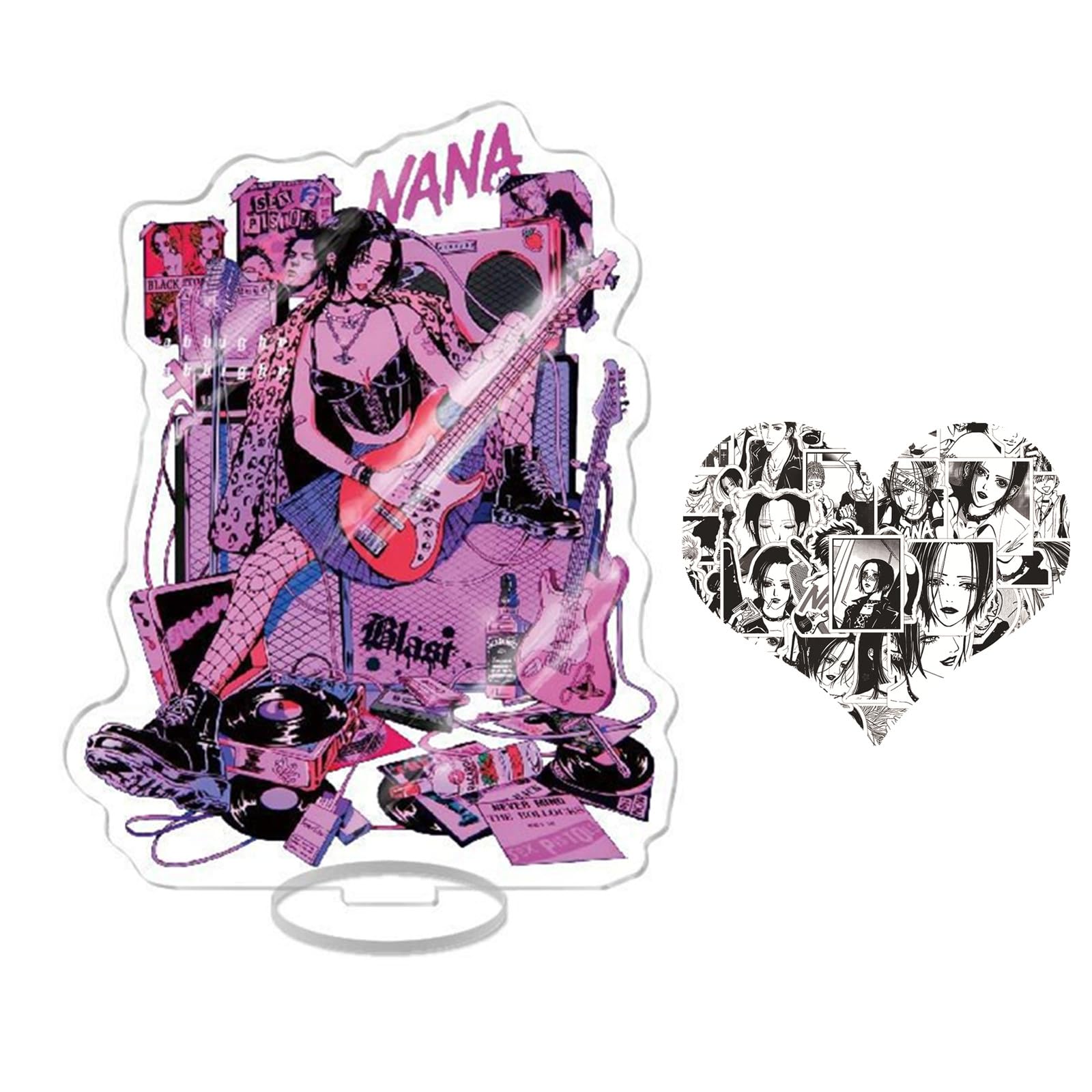 JinYu Oosakii Nana Acrylic Stand Decoration and Stickers Desktop Decoration for Fans, Pink