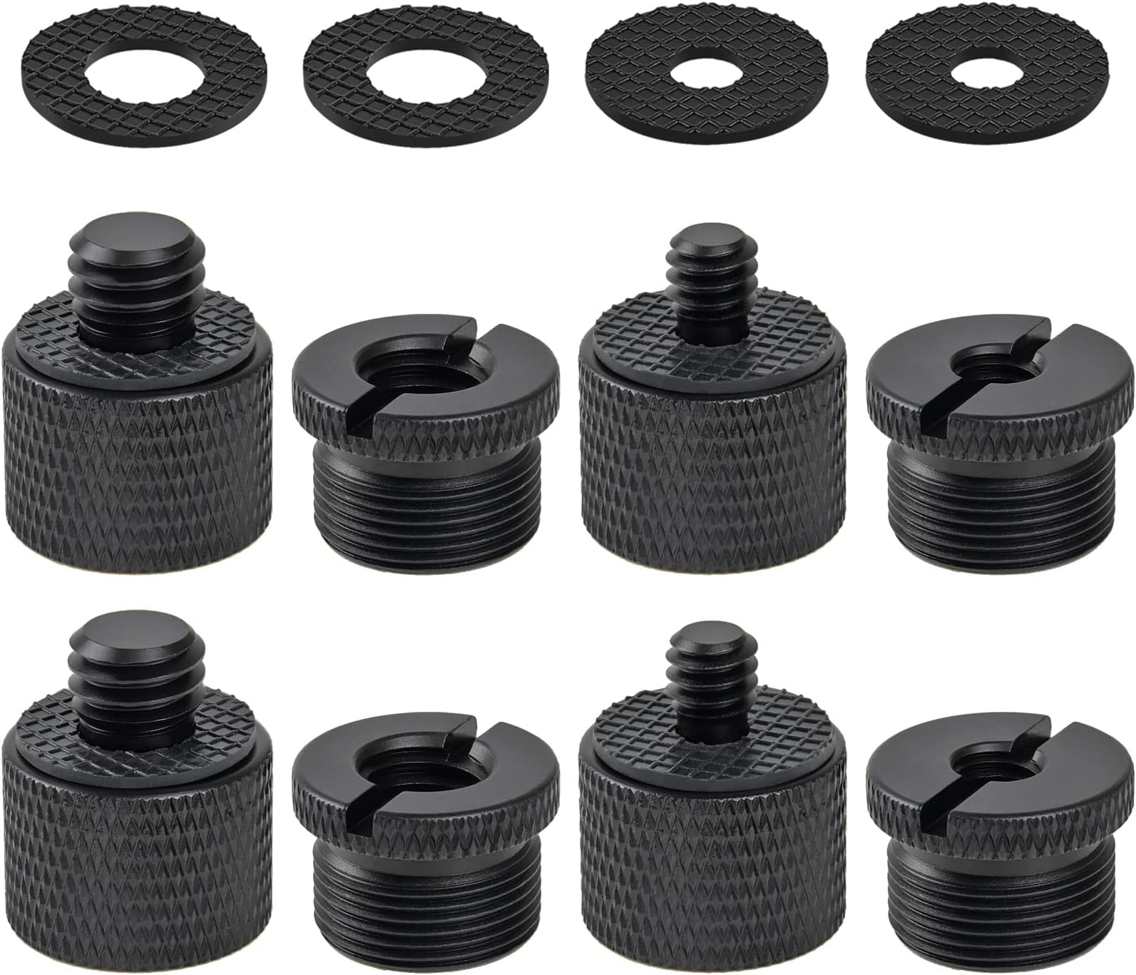 12 Pieces Mic Stand Adapter, Mic Thread Screw Adapter 5/8 Female to 3/8 Male and 3/8 Female to 5/8 Male, 5/8 Female to 1/4 Male and 1/4 Female to 5/8 Male with Rubber Pad for Microphone Stand