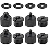 12 Pieces Mic Stand Adapter, Mic Thread Screw Adapter 5/8 Female to 3/8 Male and 3/8 Female to 5/8 Male, 5/8 Female to 1/4 Male and 1/4 Female to 5/8 Male with Rubber Pad for Microphone Stand