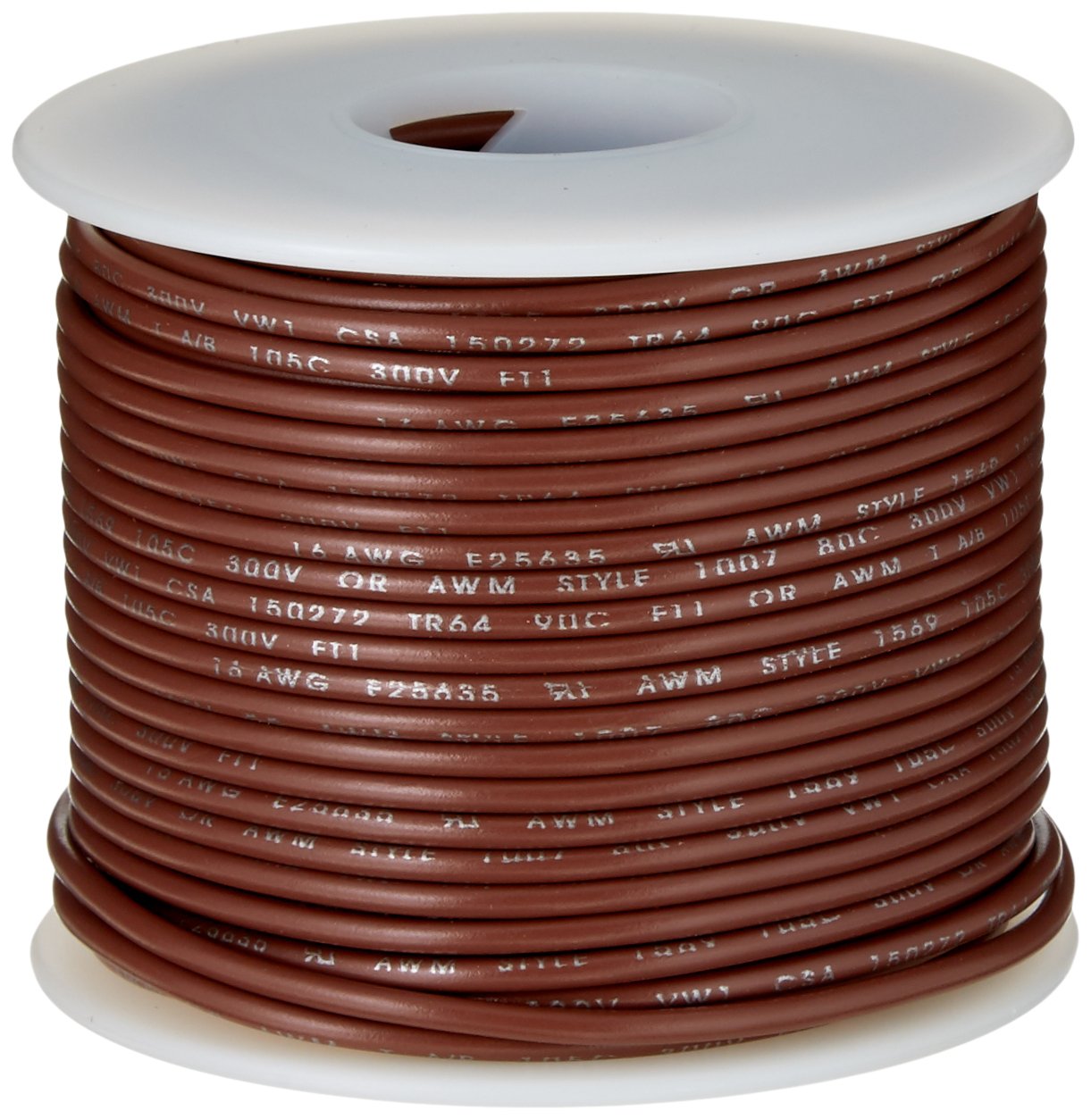 28 AWG Gauge Solid Hook Up Wire, 100 ft Length, Brown, 0.0126