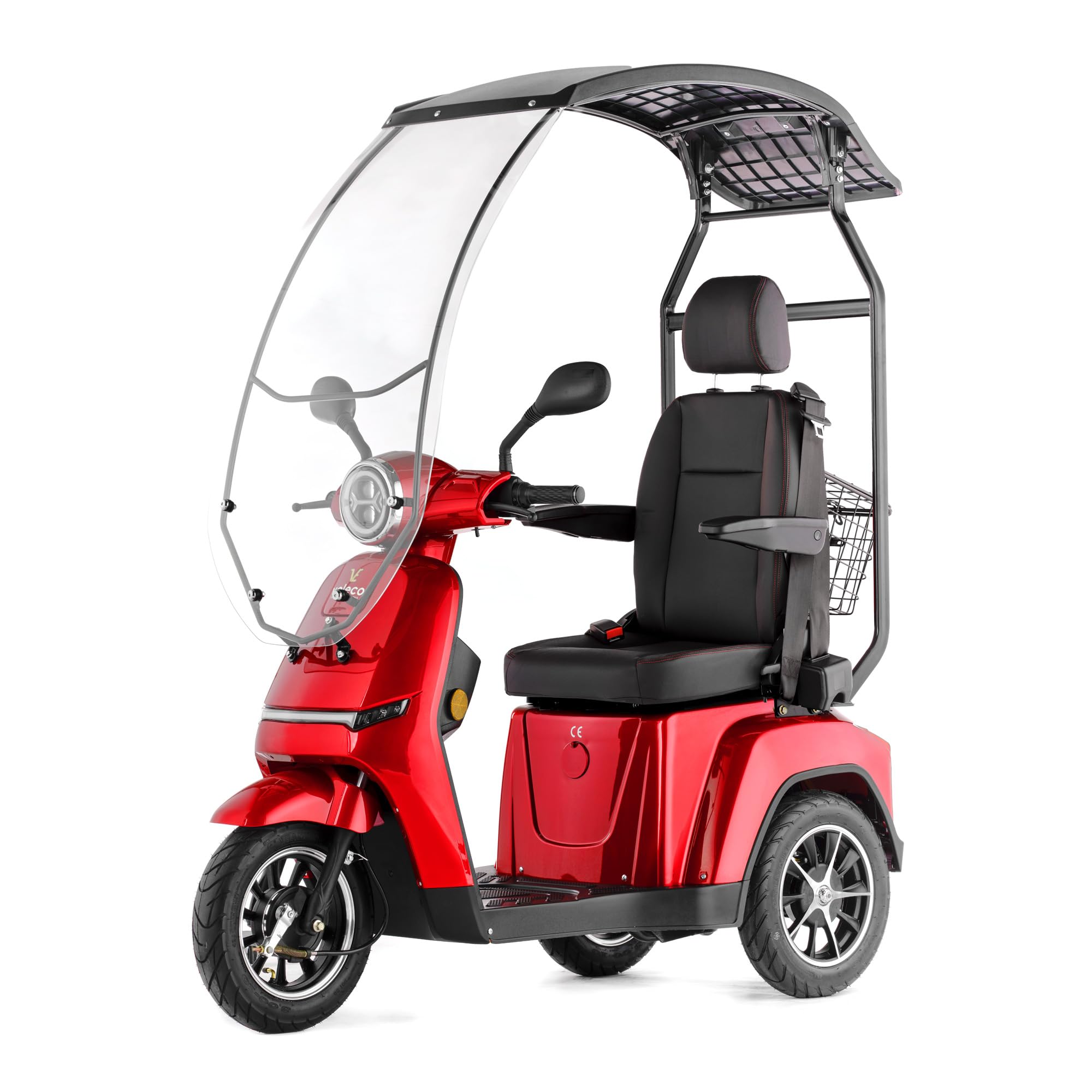 VELECO TURRIS con asiento de capitán ajustable y con techo y parabrisas, intuitivo y fácil de manejar. Dispositivo de movilidad completamente montado, ayuda para personas con discapacidad (Gris)