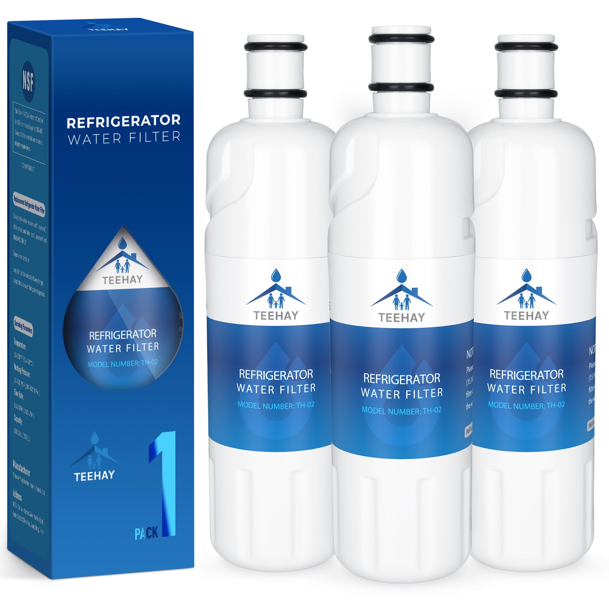 Photo 1 of TEEHAY W10413645A Water Filter 2 Replacement, Compatible with Everydrop Filter 2, EDR2RXD1, Whirlpool WHR2RXD1, P9KB2L, P9RFKB2L, Whirlpool WRX986SIHZ, WRF757SDHZ, WRF767SDHZ, WRF736SDAM, 3 Pack
