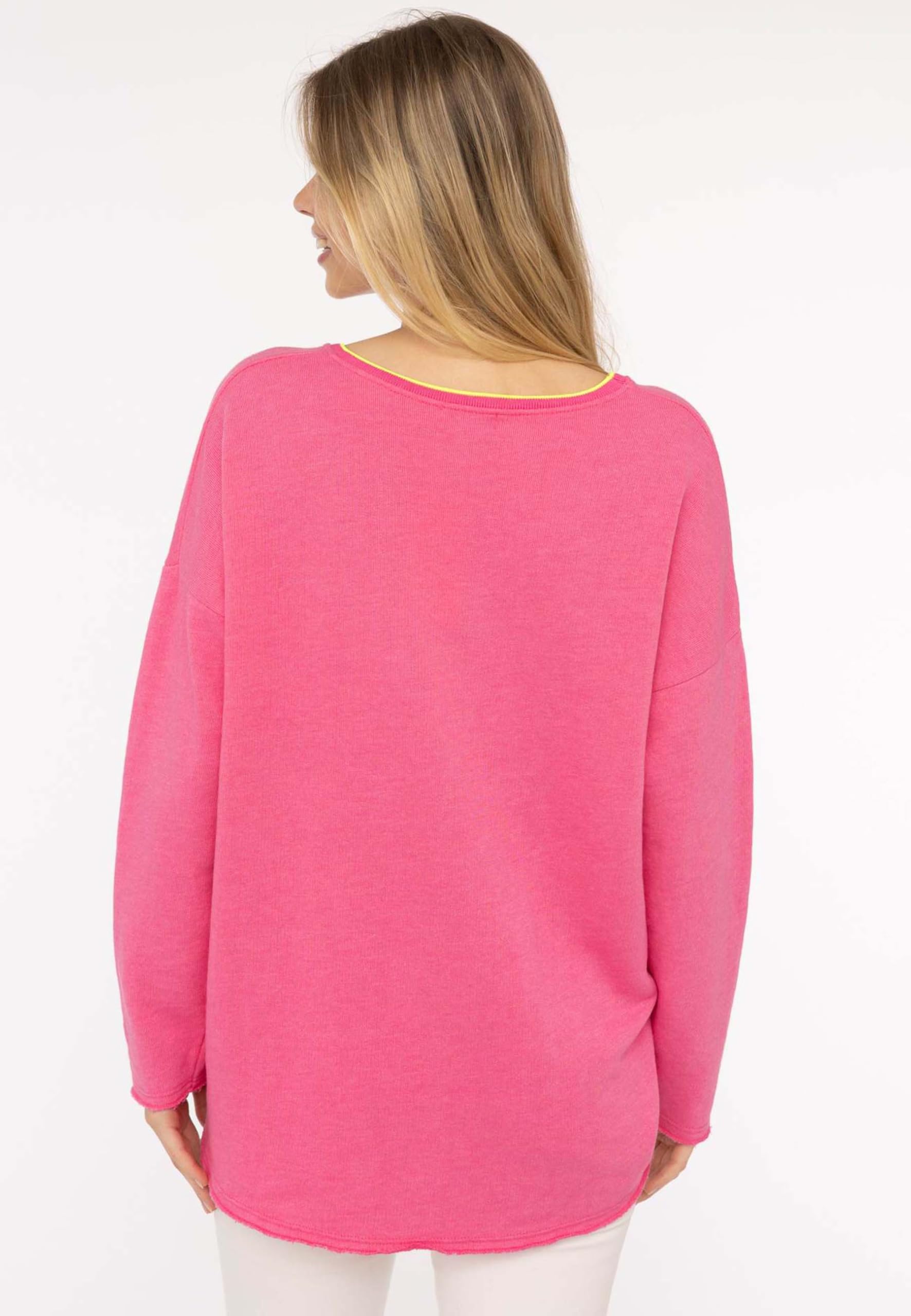 Zwillingsherz Damen Sweatshirt mit Schriftzug – Oversize Pullover aus Baumwolle – Langarmshirt mit V-Ausschnitt – Bequemes Freizeit Oberteil mit positiver Botschaft – Casual Look für Alltag