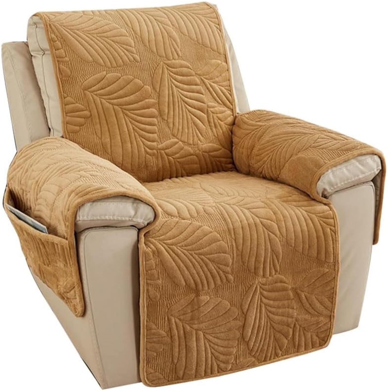 Fansu Funda de Sillón Relax 1 Plaza, Hoja Espesar Peluche Corto Sillón Relax Funda Reclinable, Cubre sofá, Extraíbles y Lavables Protector sofá Acolchado (Naranja)