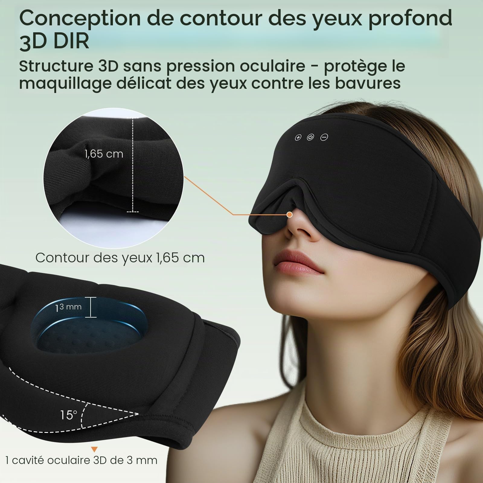 MUSICOZY Masque de sommeil Casque Bambou Noir MI