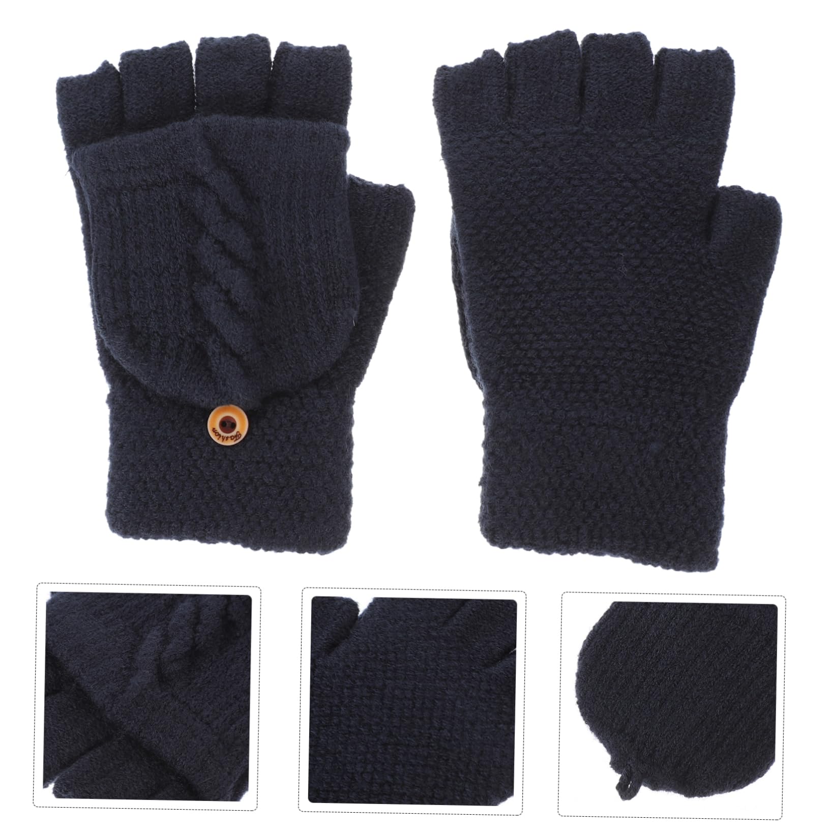 Garneck Guanti Mezze Dita senza Dita per Donna Caldi Guanti in Fibra Acrilica e Cashmere Reversibile per Facile Utilizzo del Telefono e Dispositivi