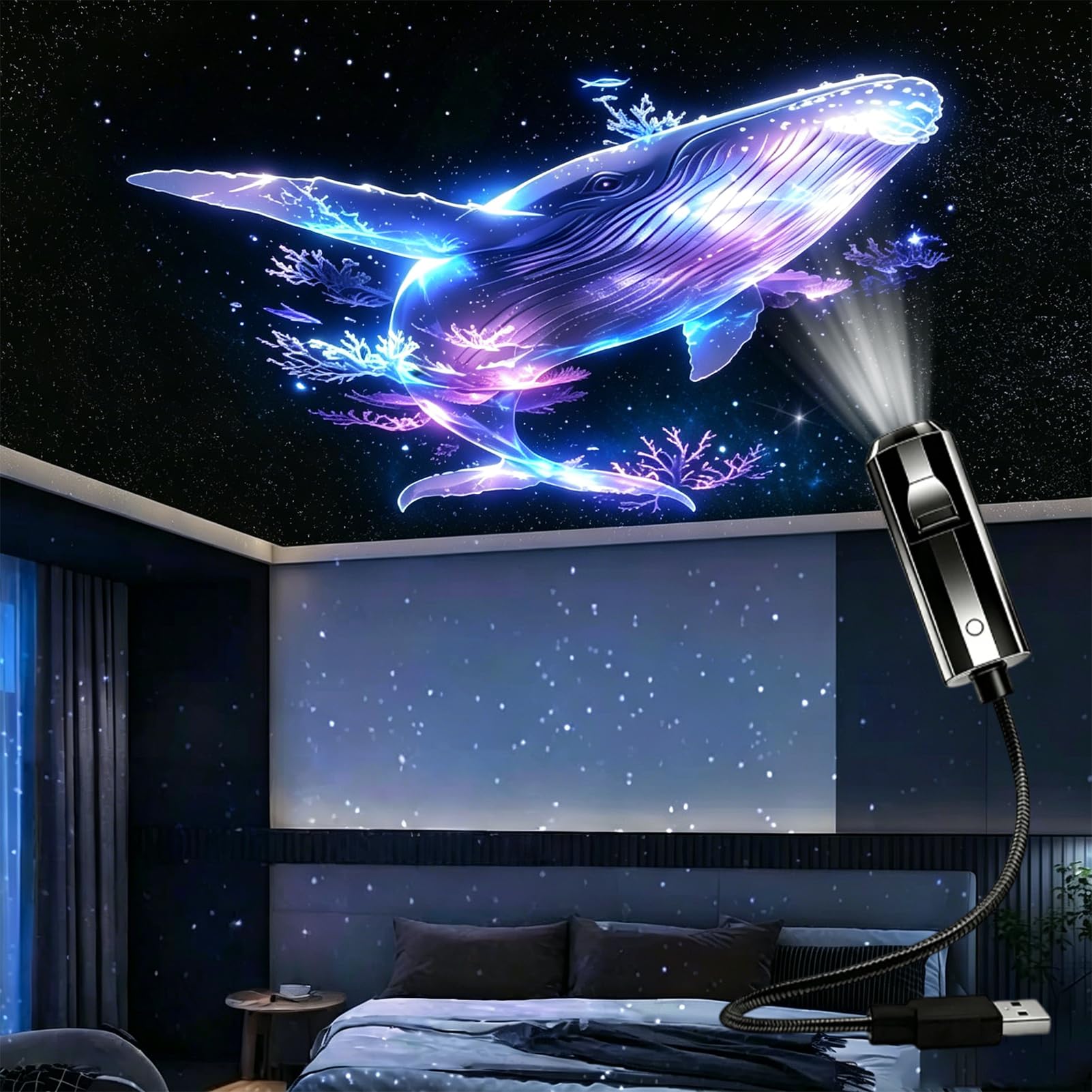 Ruhemeister Pro Plug-and-Play Hd Star Projector, Dream Projector, 360° Adjustable USB Starry Sky Projector, for Bedroom Ceiling Wall Room Decor [Energy Class A++](1PC-B)
