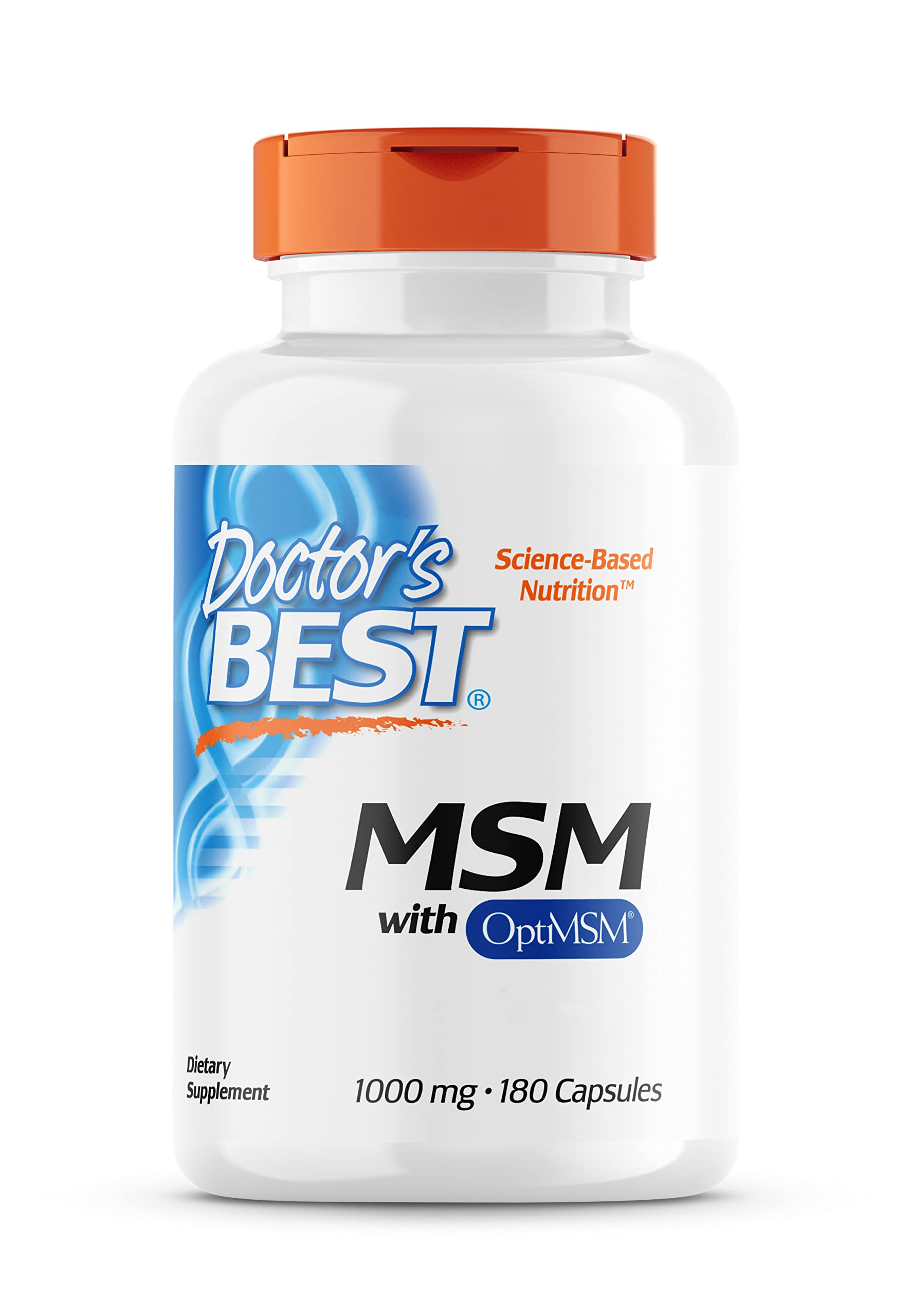 MSM with OptiMSM, 1000 mg, 180 Capsules, Highly Dosed, SOYA Free, Gluten Free, Non-GMO, Natural Sulphur