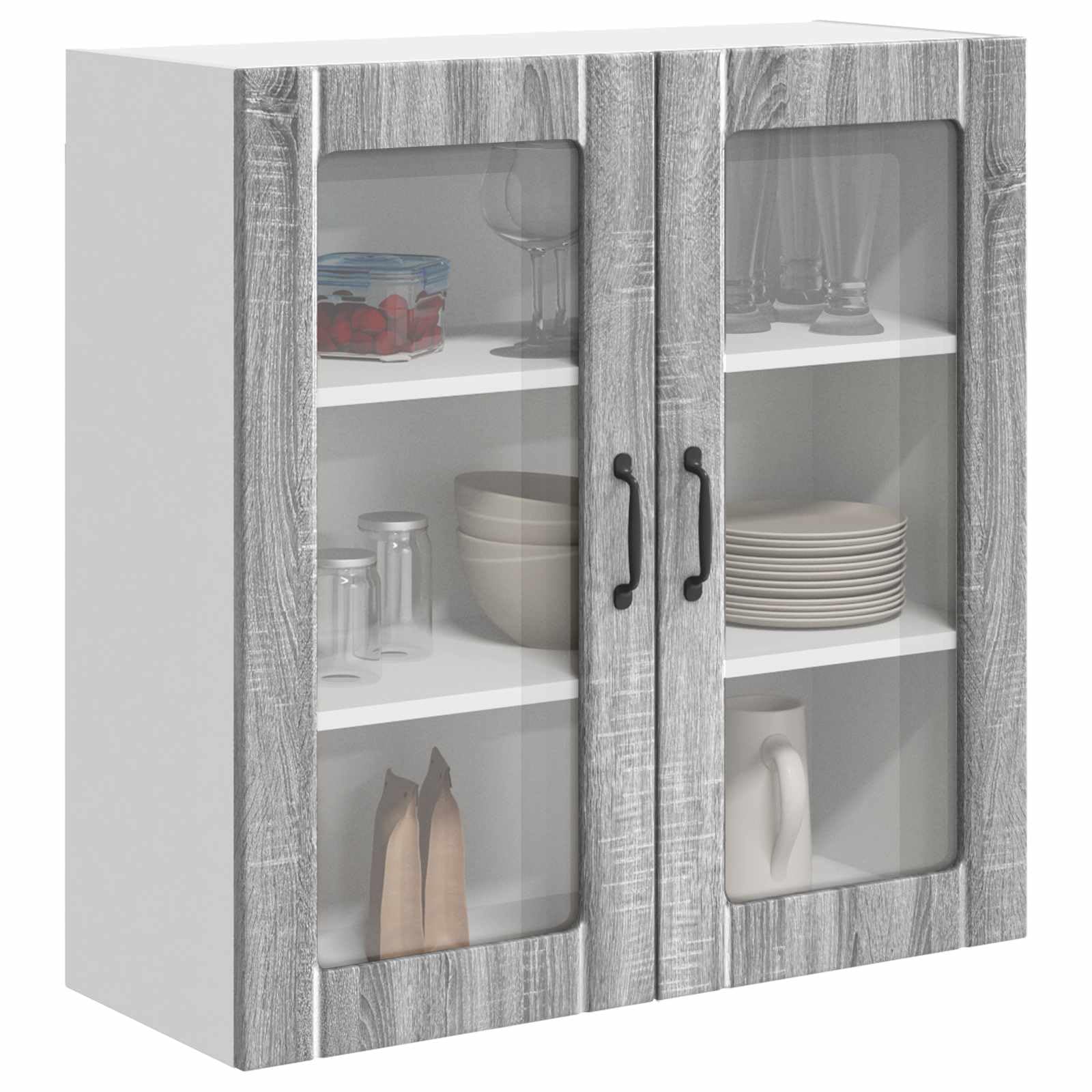 vidaXL Kitchen Cabinet Grey Sonoma 80 x 31 x 80 cm Engineered Wood, Modern Kitchen Cabinet, Rectangular Wall Storage, Durable Organization, Efficient Home Solution, Black Handle — image 1