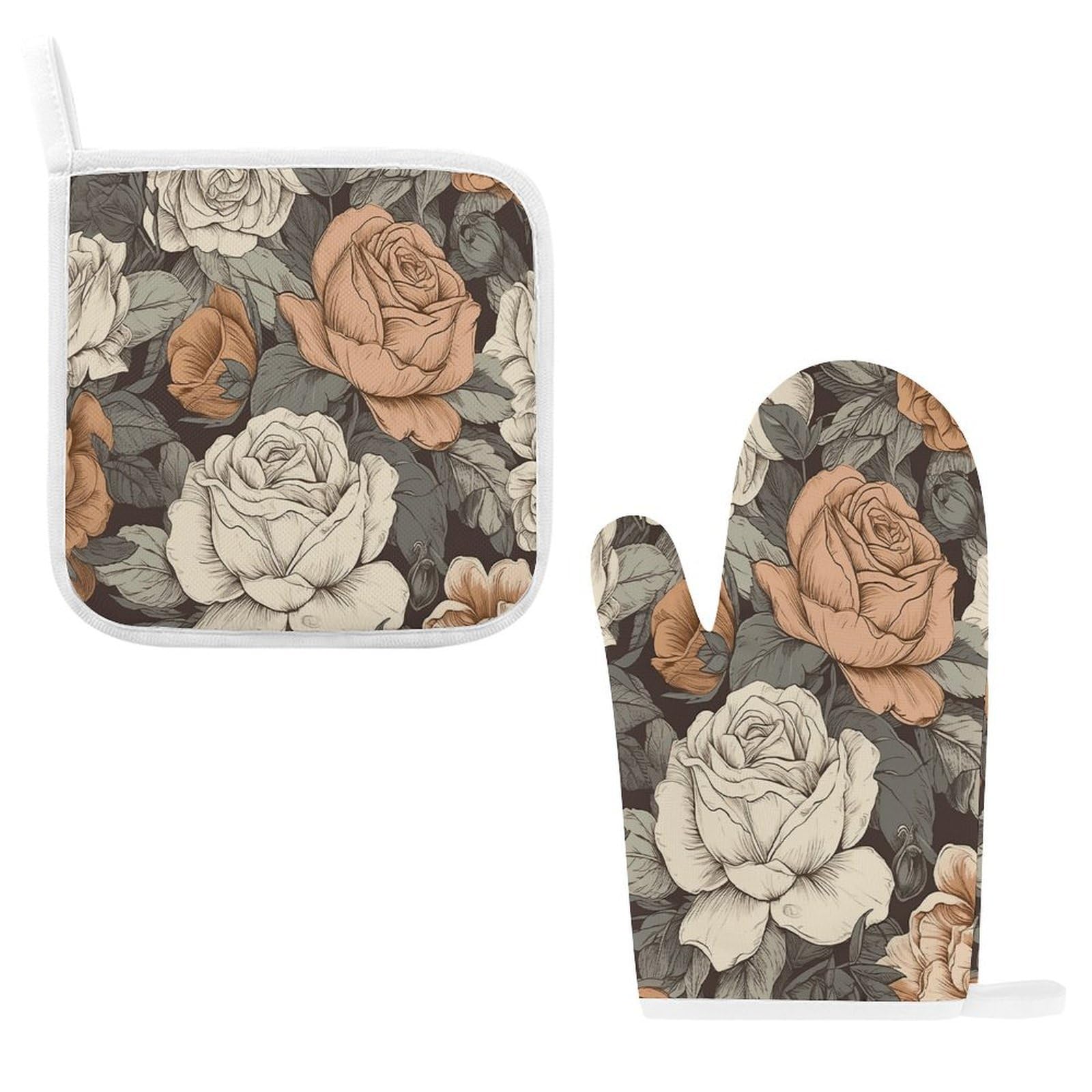 Btcowzrv Style A Hand Drawn Painting Oven Mitts And Pot Holders 2Pcs Set