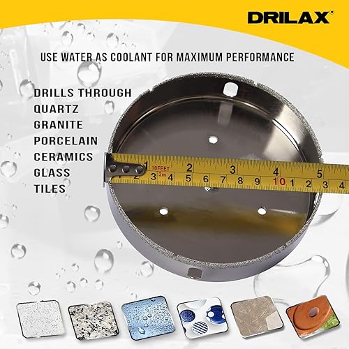 Miniatura 5 de Drilax Broca de sierra de diamante de 5 pulgadas para azulejos de porcelana, granito, vidrio y cerámica, cortador de núcleo de acero resistente para