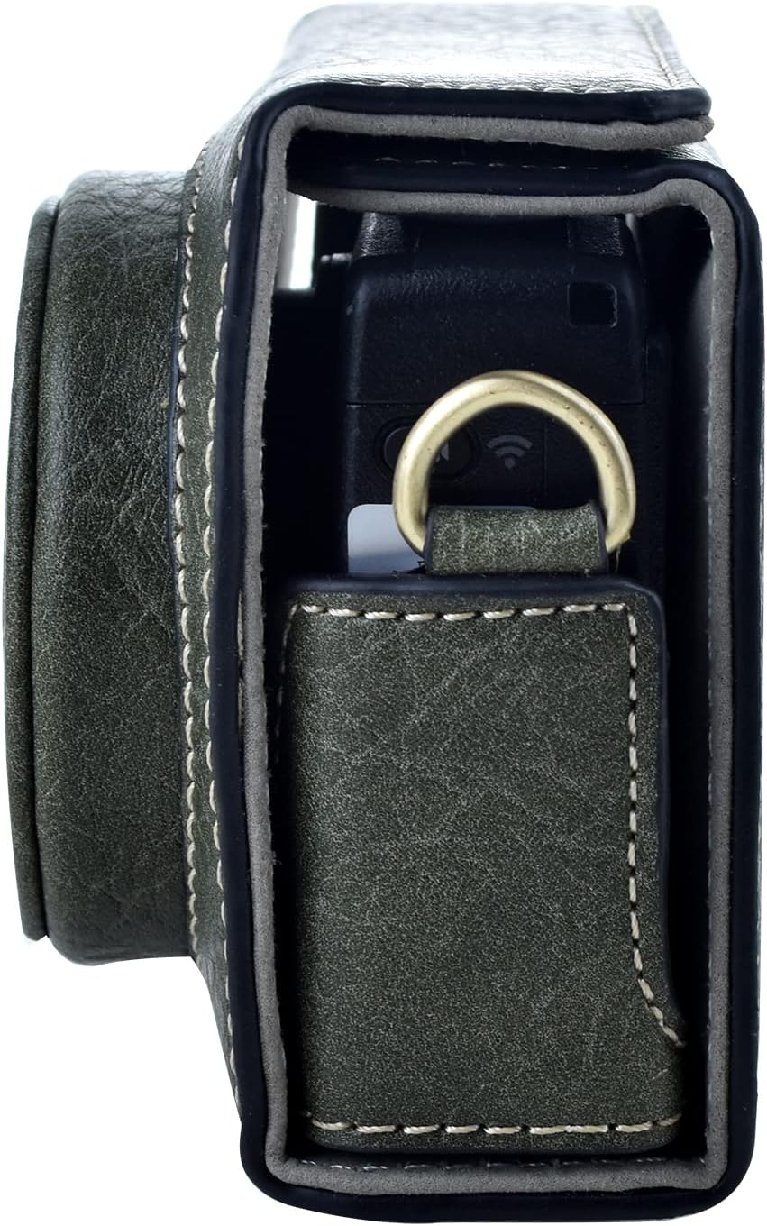 Rieibi Ricoh GR III Case - Vintage PU Leather Camera Case for Ricoh GR III GRIII GR3 DSLR Camera - Protective Case with Strap - Green