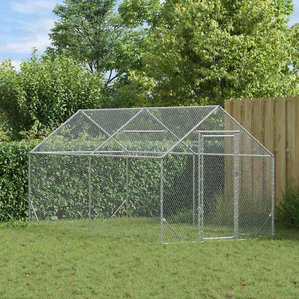 Genérico Jaula para Pollos Plateado 400x170x177cm Acero Galvanizado