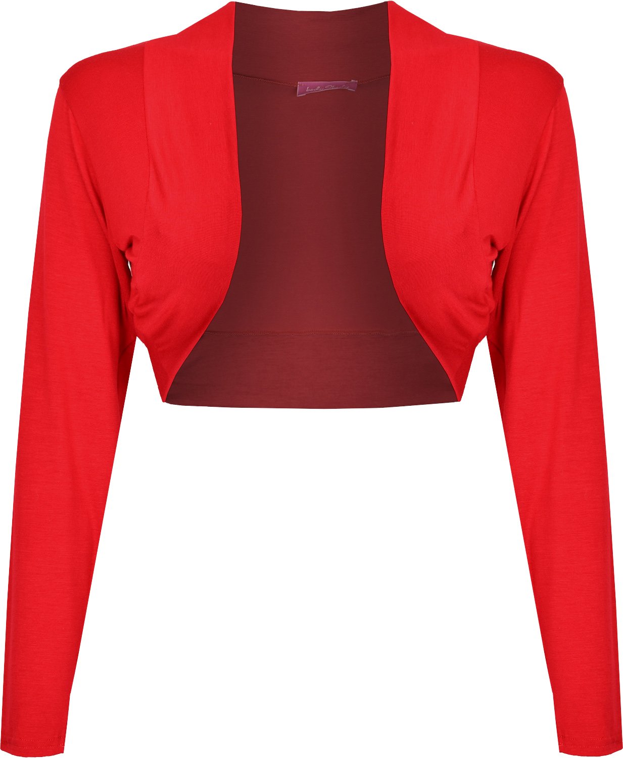 Body2Body Ladies Long Sleeve Plain Bolero Shrug Cropped Viscose Jersey TOP Women UK 8-14 (M/L, Red)