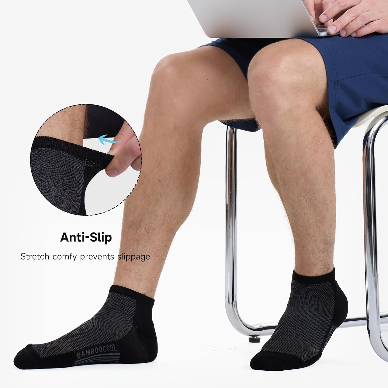 BAMBOO COOL Men's Athletic Ankle Socks Moisture Wicking, Breathable Running Mesh Socks Cushioned Arch Support, 8 Pack - Image 4