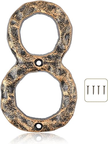 Miniatura 8 de Wookiwuki Número de casa flotante 3, 5.5 pulgadas de metal moderno números de casa de dirección con tornillos para exterior, decoración de buzón de