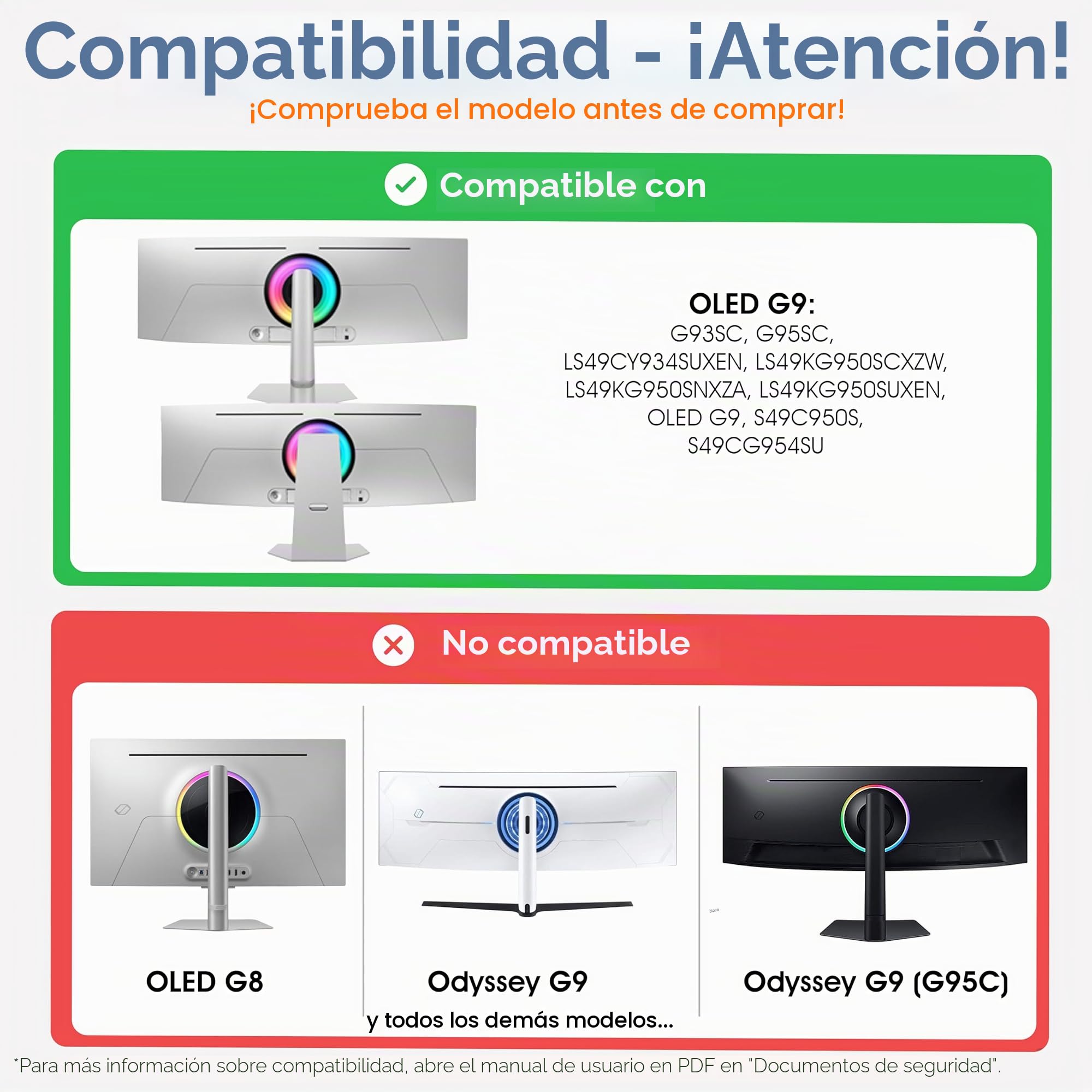 3IDEE Adaptador VESA Compatible con Monitor Samsung Odyssey OLED (G93SC, G95SC, S49Cg934) - 75 x 75 mm - Ajuste preciso y Estable - para Montaje en Soporte de Monitor