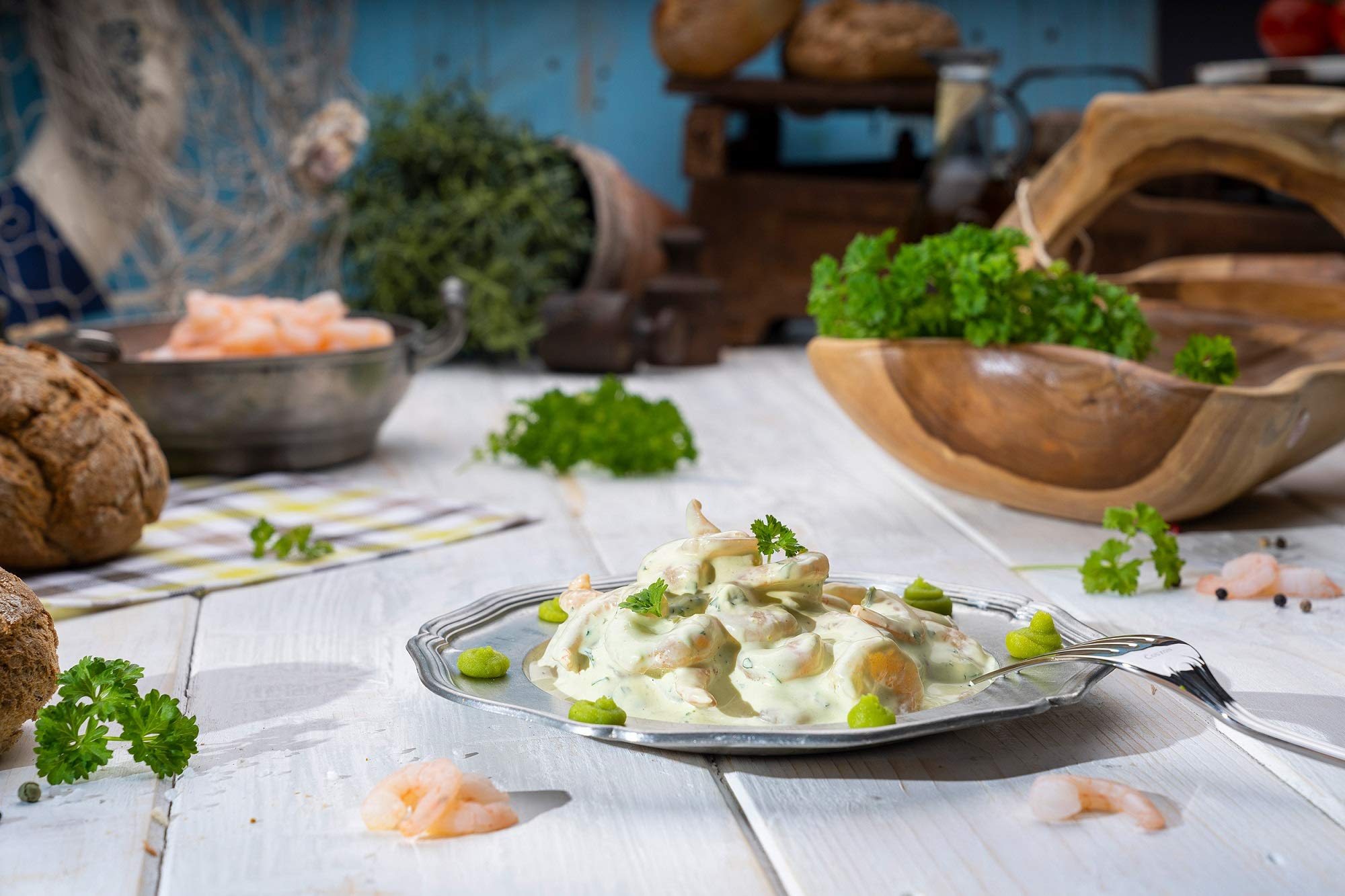 Klaassen Wasabi-Garnelensalat, in Handarbeit hergestellt, mit scharfem Wasabi und frischer Petersilie, 250g