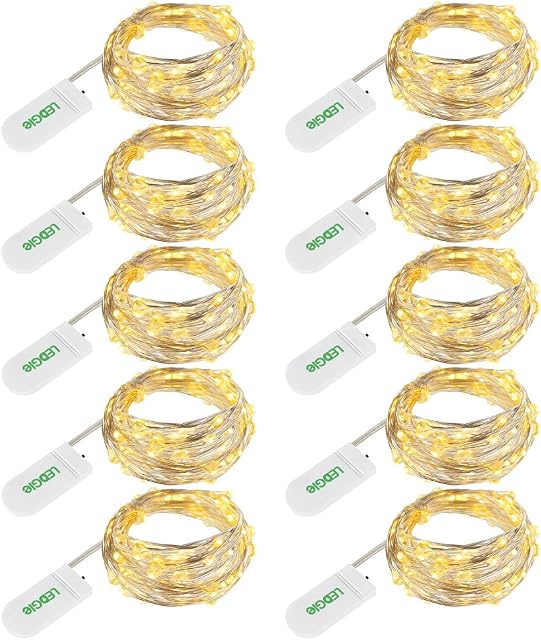 LEDGLE LED Copper Wire String Lights 10 Pack 3.9ft/1.2m 24 LED Warm White Fairy Lights Battery Operated Waterproof for DIY Party Wedding Costume Table Decorations