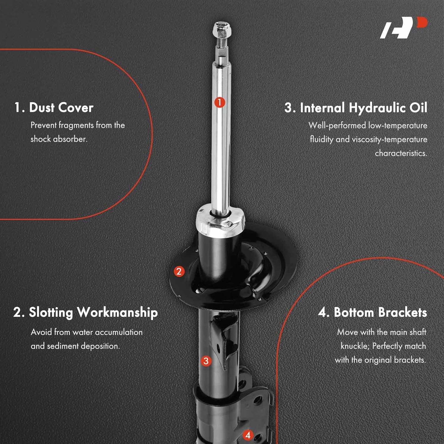A-Premium Front Shock Absorber Compatible with Kia Sorento 2014-2015 & Hyundai Santa Fe, Santa Fe Sport 2013-2018, Driver and Passenger Side