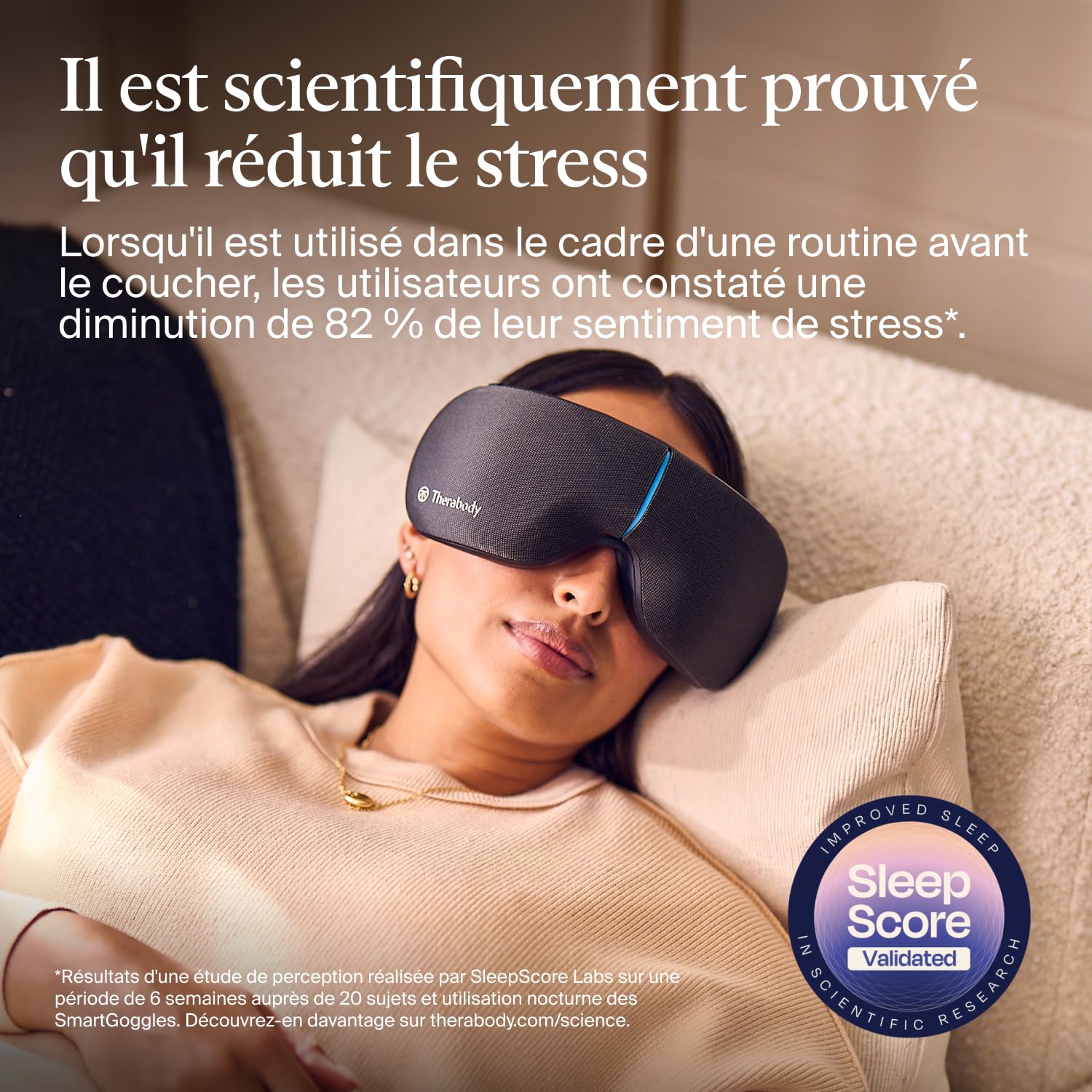 Therabody SmartGoggles 2.0 Masque Chauffant Pour Les Yeux, Masque De Sommeil Occultant & Massage Des Tempes Pour Relaxation Personnalisée - Soulagement Des Maux De Tête