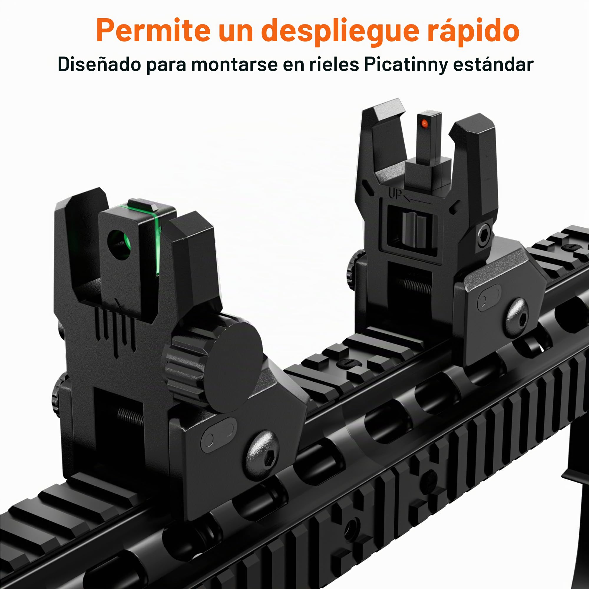 Miras de fibra óptica abatibles delanteras y traseras de nailon rojo verde ajustable sin herramientas