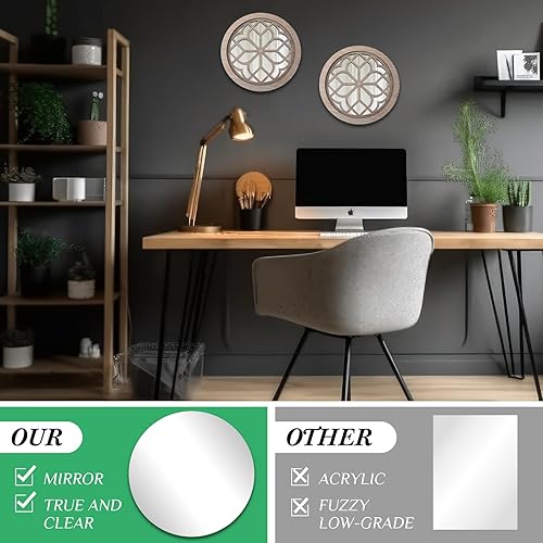 Miniatura 5 de Beeveer 4 espejos redondos de pared de 11.8 pulgadas, decoración decorativa para colgar en la pared, espejo de entrada rústico grueso para baño,