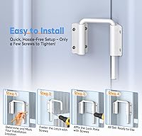 Vista 5 de Nuevo Cerrojo de Puerta Corrediza para Patio - Cerradura de Bucle en Forma de U de 2-3/8 Pulgadas, Cerradura de Seguridad para el Hogar de 90/180