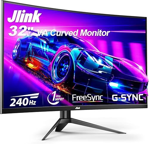 Jlink Monitor curvo para juegos de 32 pulgadas hasta 240 Hz, monitor de computadora 1080P 1500R1 ms (MPRT)luz azul baja, monitor de PC sin marco con Jlink Monitor curvo para juegos de 32 pulgadas hasta 240 Hz, monitor de computadora 1080P 1500R1 ms (MPRT)luz azul baja, monitor de PC sin marco con
