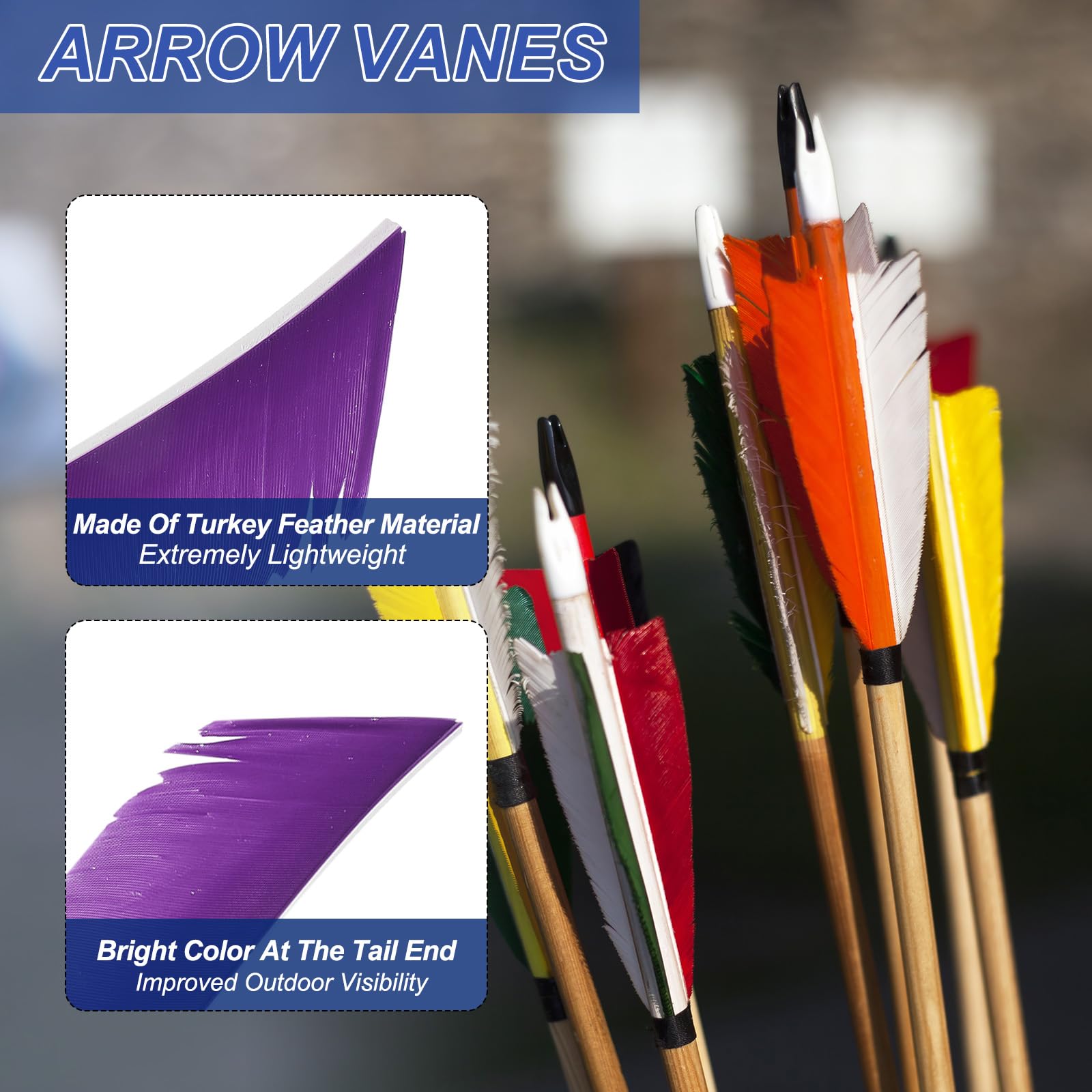 PATIKIL Plumes de flèche, Lot de 50 Plumes de Dinde de 11 Pouces pour Flèches d'Archery à Ailettes de Flèche Droite en Forme de Bouclier pour Le Tir sur Cible DIY, Violet
