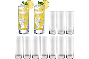 10 oz glasses: QAPPDA Glass Cups 10 oz, Clear Highball Glass Cocktail...