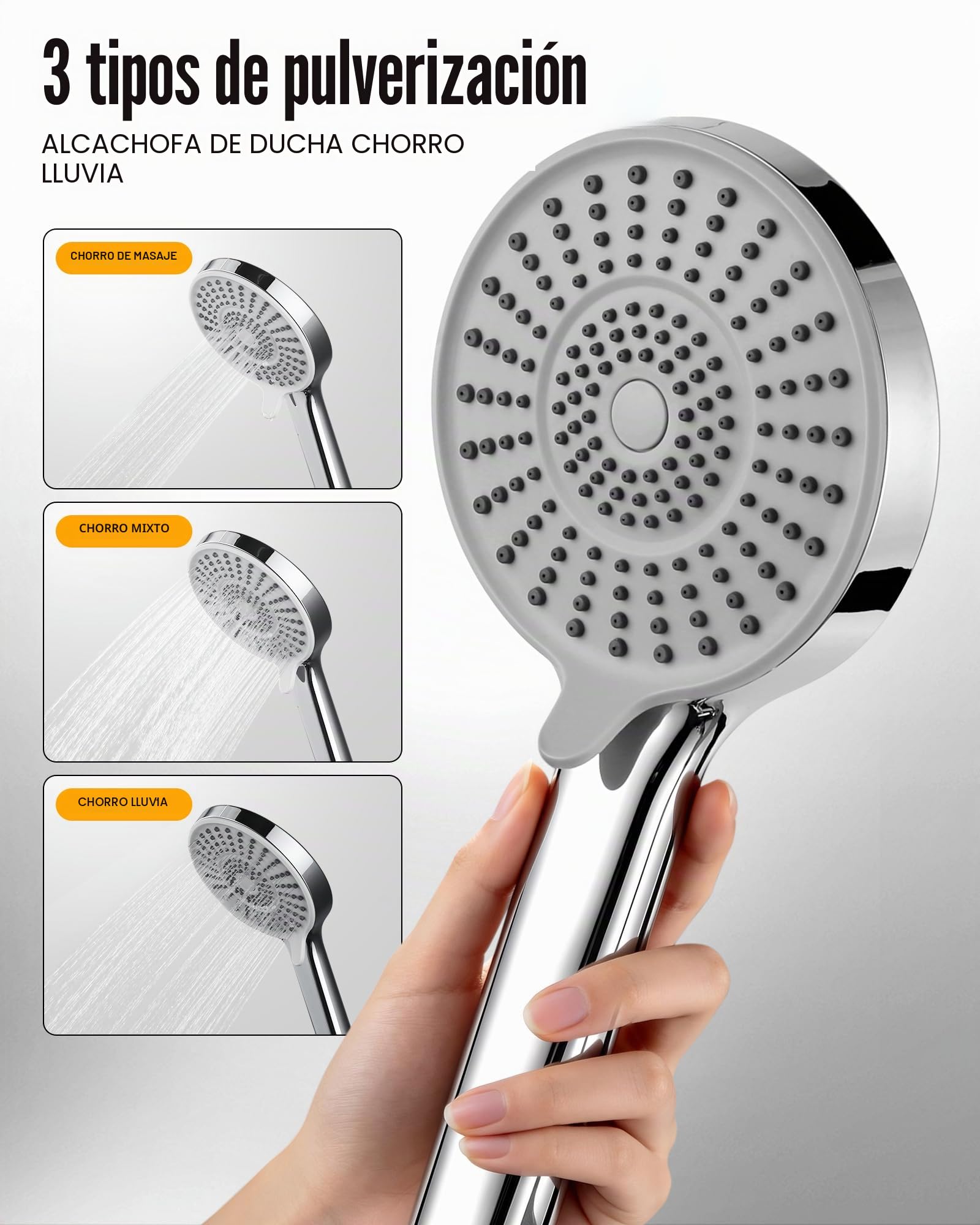 Grifo de ducha empotrado con termostato, sistema de ducha empotrable, 25 cm, redondo, alcachofa de ducha de alta presión, ducha de lluvia para el baño, cuerpo de latón, cromo