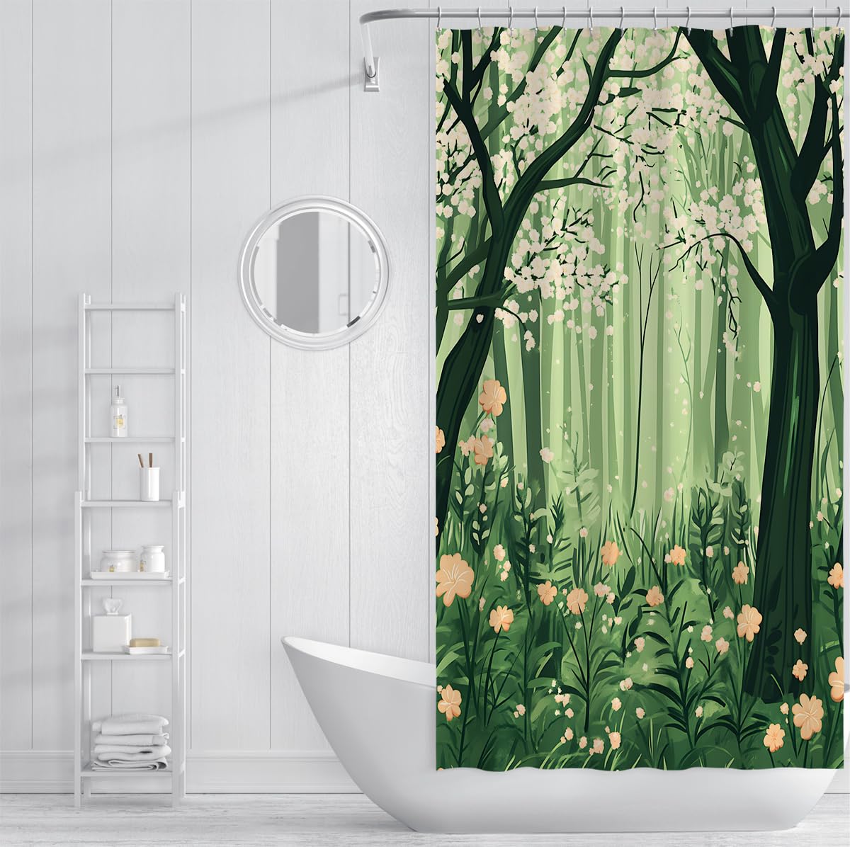 Rideau Douche Art Nature forêt Verdure Vintage W220xL180 cm