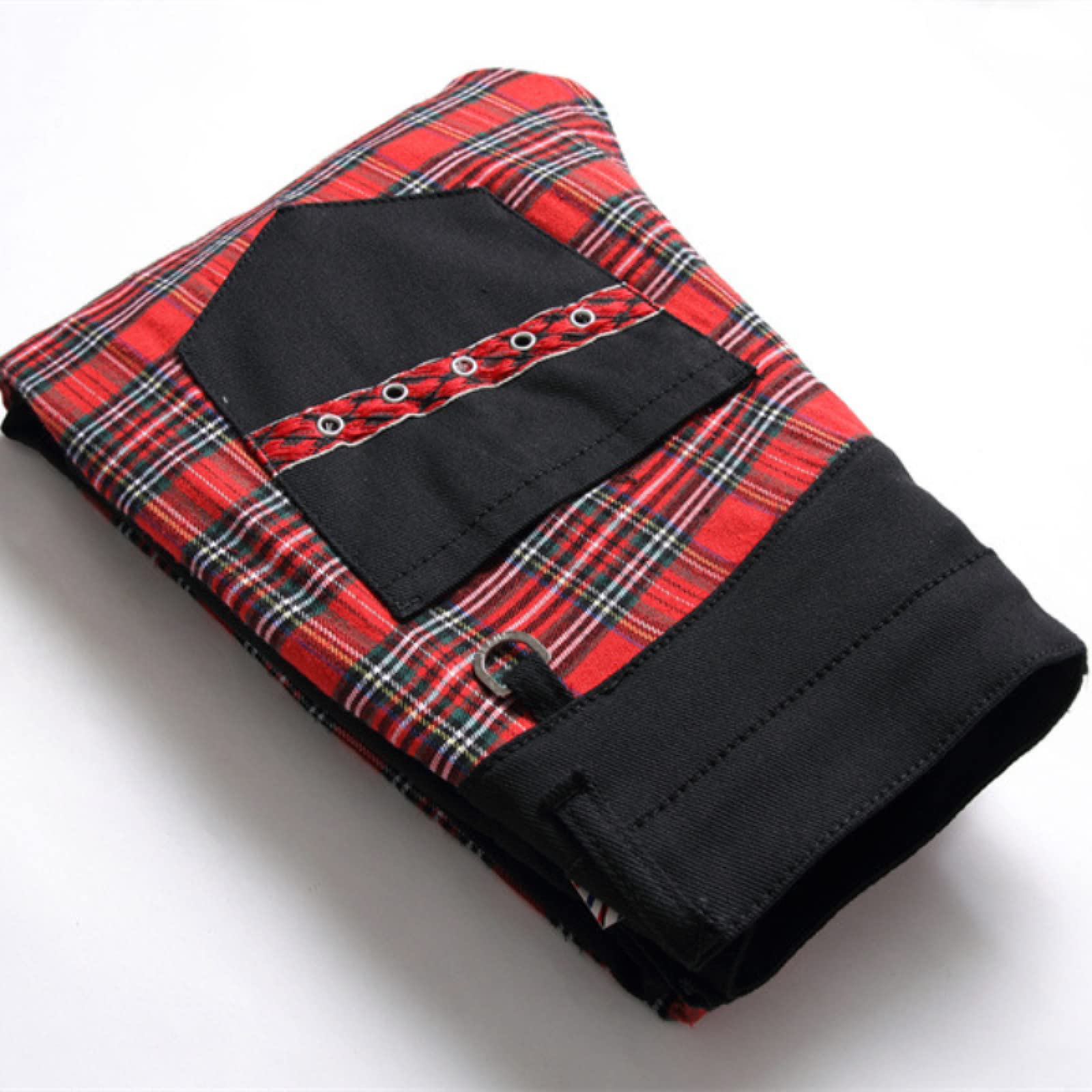 Jeans Herren Jeanshosen Hose Freizeithose Red Plaid Patchwork Punk Reißverschluss Männer Bleistift Jeans Hose Hip Hop Gothic Slim Denim Hosen