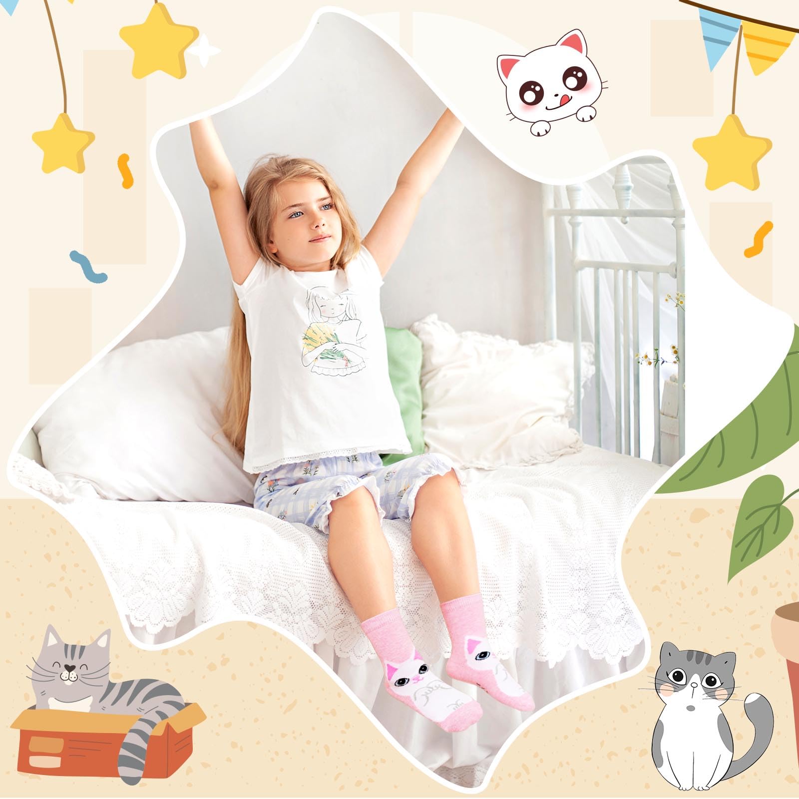 ZAKASA Calzini Bambina Ragazze Divertenti: Calze Cotone Fantasia Bambino Animali Calzino Corti Colorate Bambini