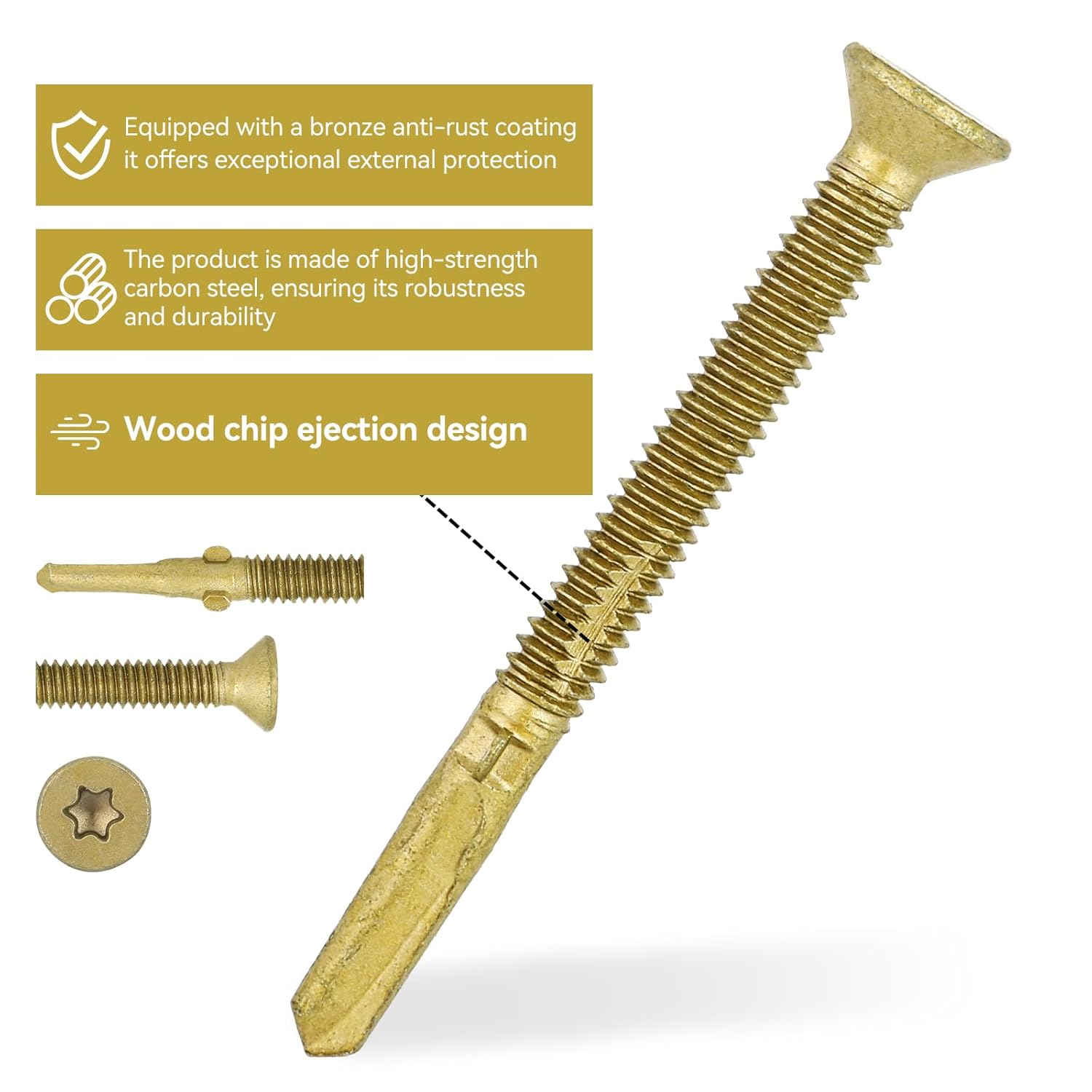 200Pcs #14 x 2-3/4" Trailer Deck Screws - T30 Torx Self-Tapping Wood to Metal Screws with Reamer Tip | Heavy-Duty Fasteners for Trailers,Truck Beds & Metal Framing