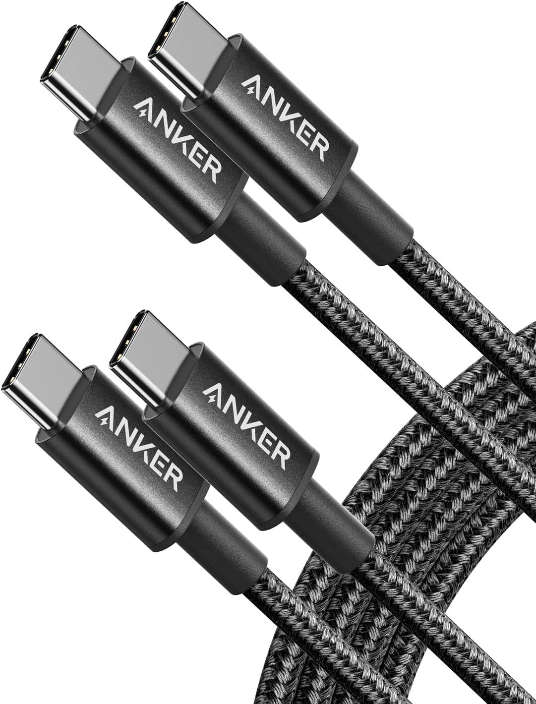 Anker USB C to USB C Charger Cable, New Nylon USB-C to C Cable (6 ft, 2-Pack), 60W (3A) for iPhone 15/15 Pro/15 Plus/15 Pro Max, iPad mini 6/Pro 2021, MacBook Pro 2020, Galaxy S23, Switch