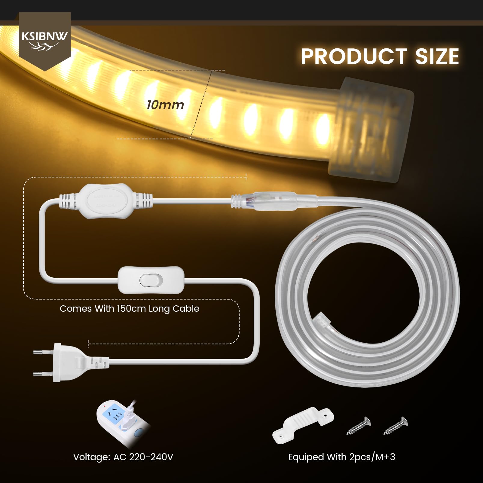 KSIBNW LED Streifen Aussenbereich 20M, 230V Neon LED Strip Wasserdicht IP65 Schlauch Neutralweiß 4000K Leiste Band Flexibel Outdoor 145LEDs/M Lichtleiste mit Netzteil und Stecker für Außen Innen Deko