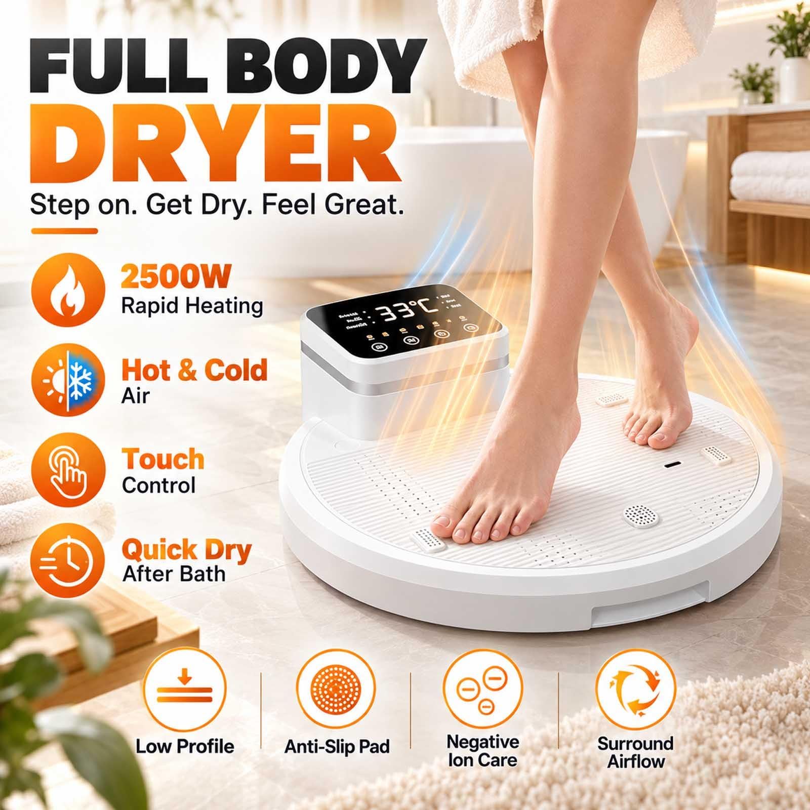 2500w Spa-Körpertrockner, Schnellheizung, Warm/Kaltluft, Touchscreen