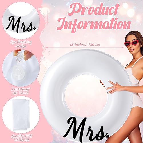 Miniatura 3 de 2 unidades de flotadores inflables de 48 pulgadas para piscina, tubos de piscina, decoraciones de despedida de soltera, flotadores de piscina,