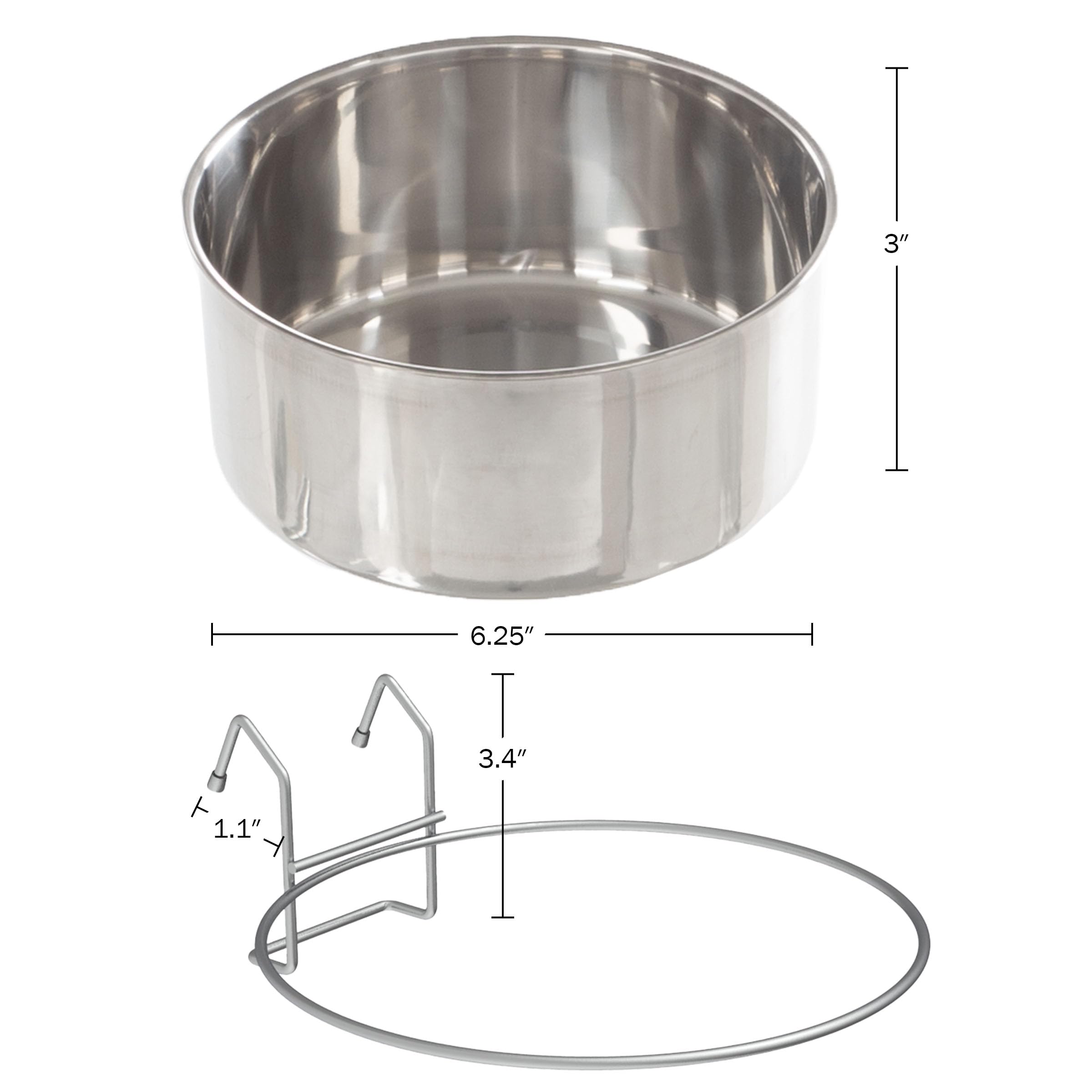 PETMAKER, Set di 2 ciotole per cani in acciaio inox da appendere, per cibo e acqua, lavabili in lavastoviglie, 1,4 kg di cibo o 1,5 l di acqua ognuna