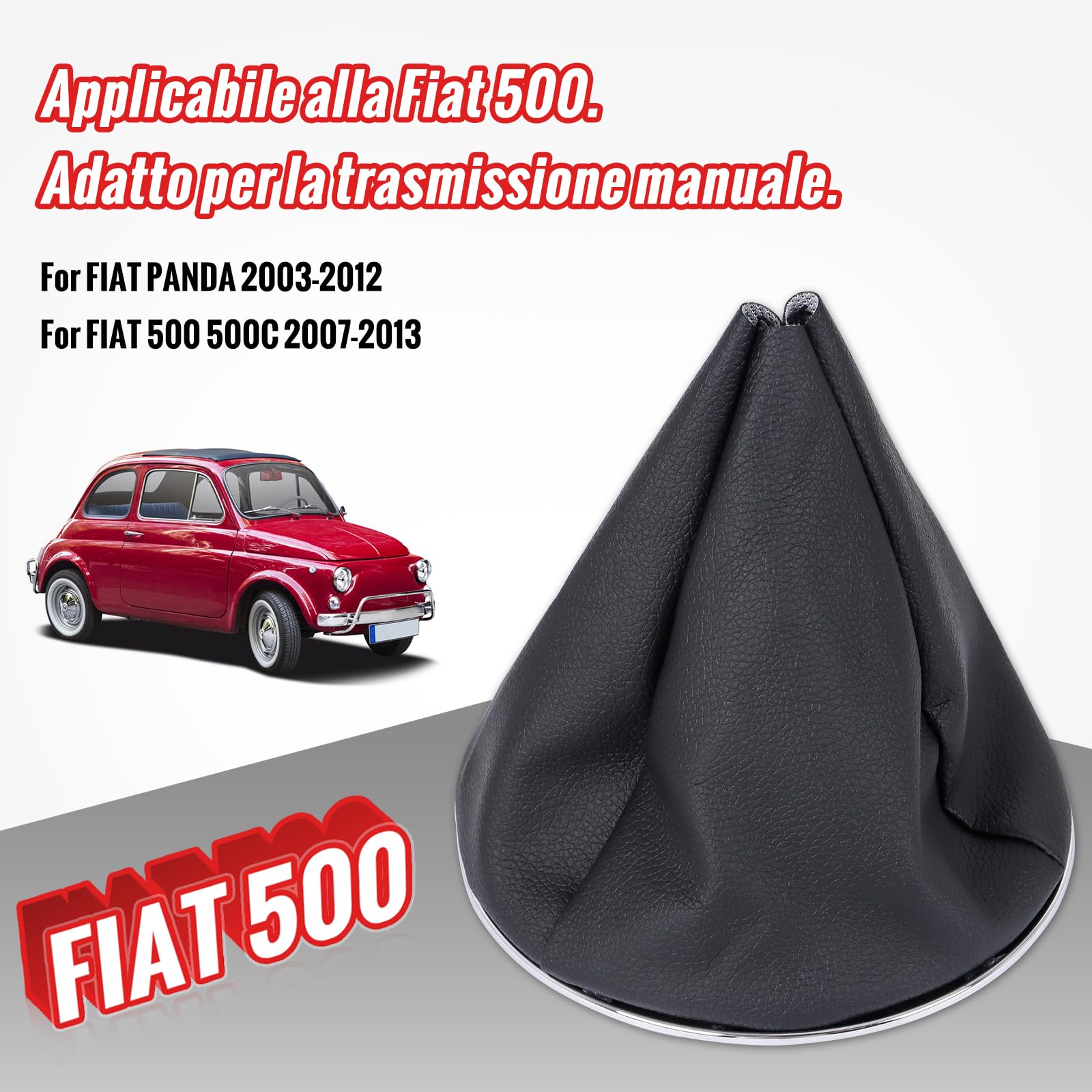 Copertura Pomello Cambio Per Fiat 500 500C 2007-2018 5/6 Pomello Del Cambio Di Velocità Sitck Testa Ghetta In Pelle Boot Cover Case Lucido Nero Tappo Di Ricambio Manopola Cambio Auto (Color