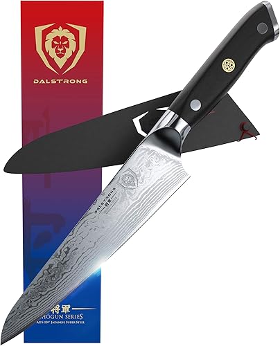 Dalstrong Cuchillo de chef - 7 pulgadas - Serie Shogun - Damasco - Japonés AUS-10V Super Steel - Mango G10 negro - con funda