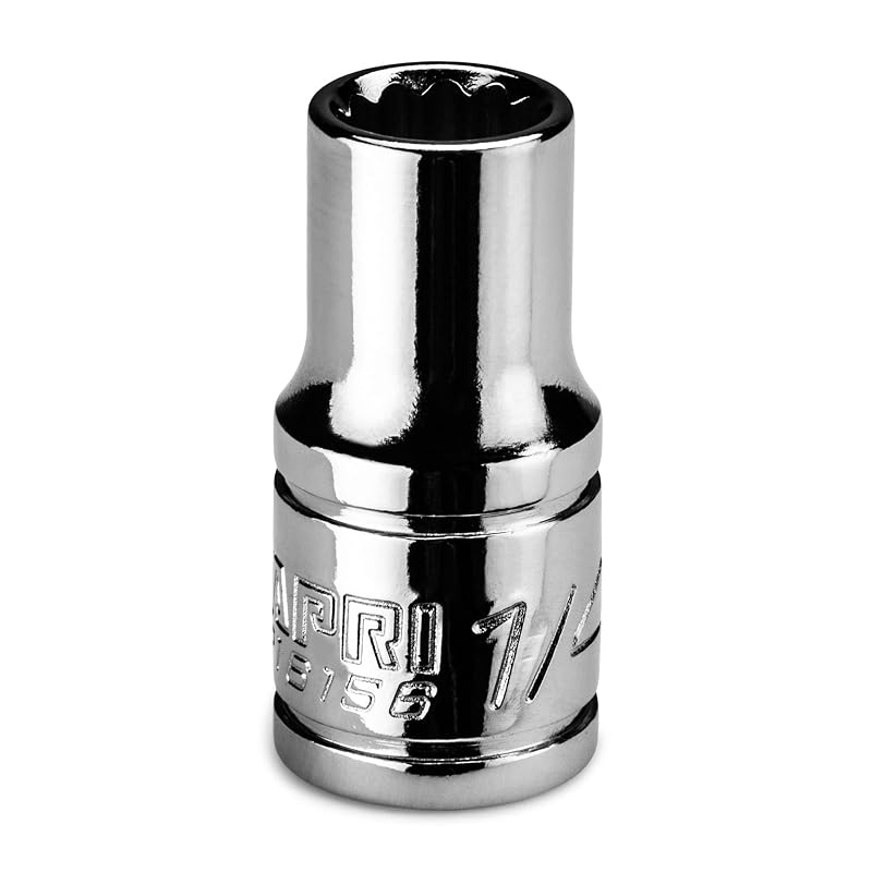 Soquete raso Capri Tools 12 pontas, encaixe quadrado de 6,35 mm (1/4 pol.), SAE, CP16156, 1 peça