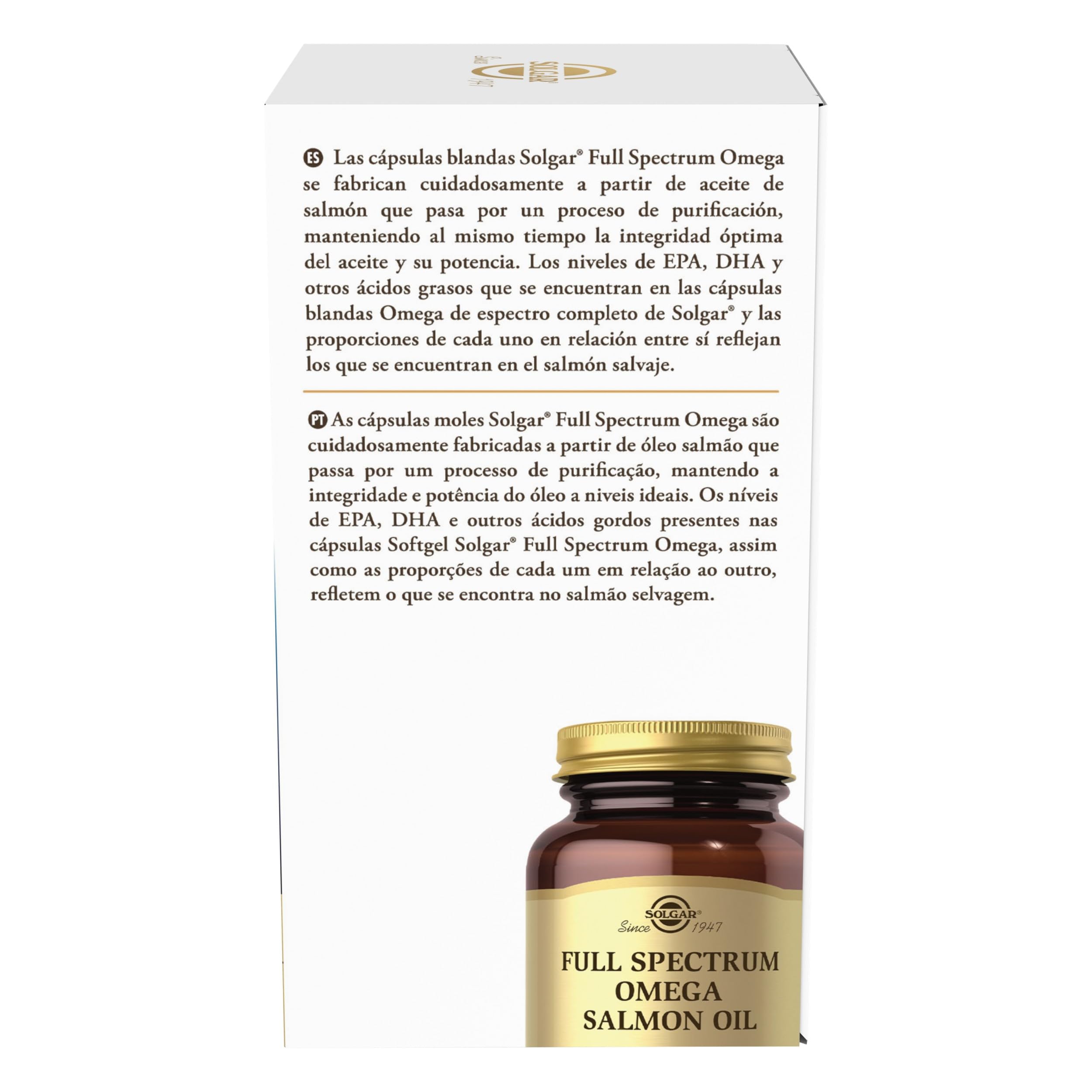 Solgar Full Spectrum Omega Salmon Oil | 120 Cápsulas Blandas | EPA DHA Omega 3 5 6 7 9 · Vitamina D3 · Astaxantina · Destilado Molecularmente · Salmón Nórdico Sostenible · Sin Gluten