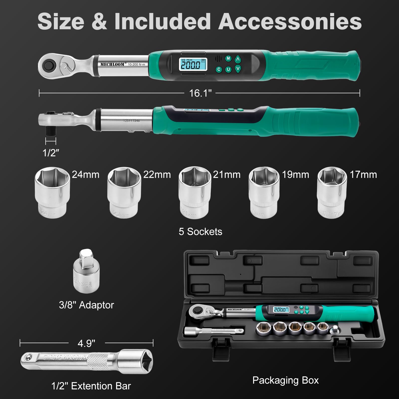 Digital Torque Wrench - 7.4-147.5 ft-lb -3 Digital Torque Wrench - 7.4-147.5 ft-lb -3