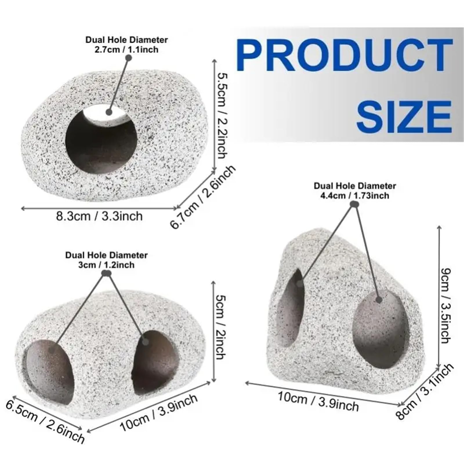Keramik stapelbare Rock Aquarium Dekorationen Fischhöhle for Kampf Tank Teich Garnelen Zucht Ornament Dekor FüR Zwergbuntbarsche(3pcs Rock Cave)