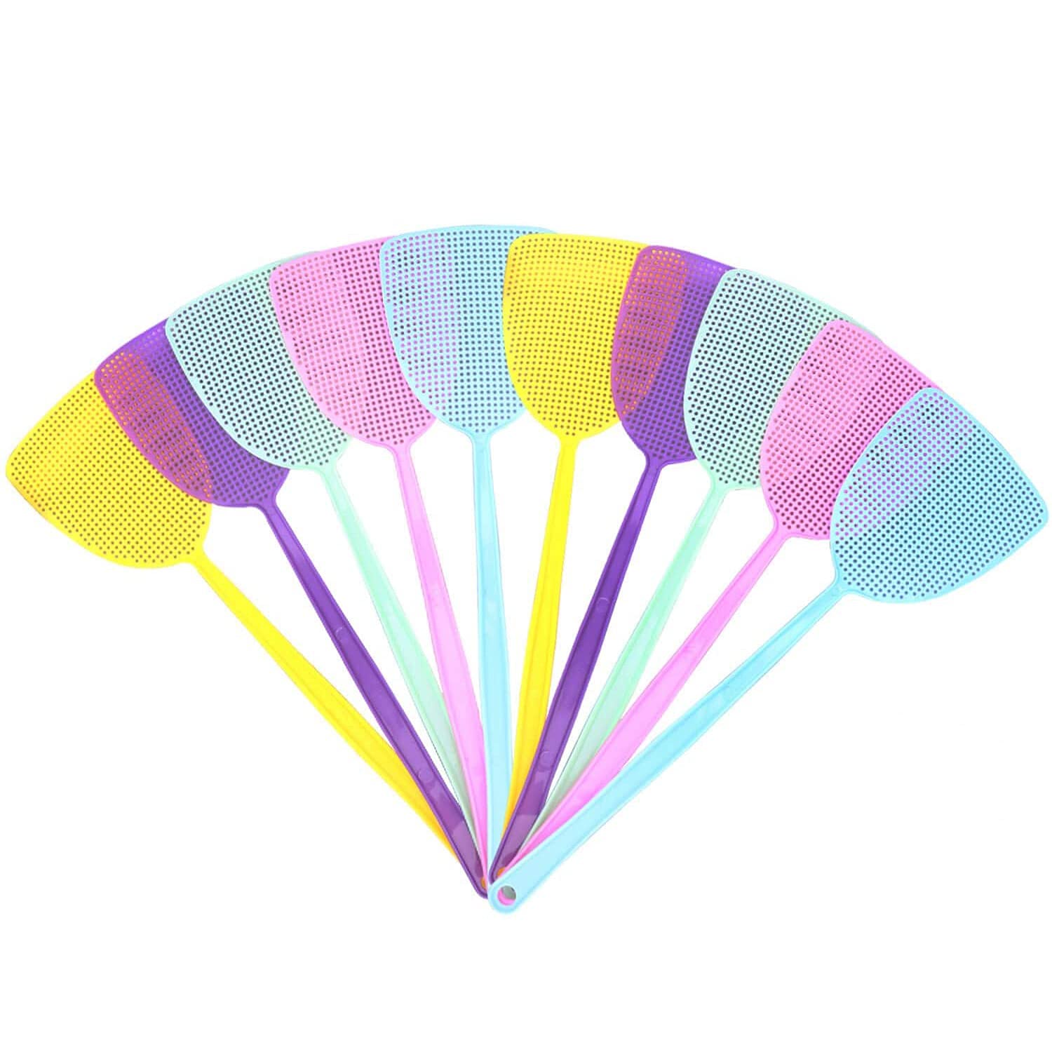 Daiwei Multi-Color,Random Fly Swatter 10 Pack Plastic Long Handle Fly Swat Swat Control For Flies And Mosquito Multi-Color Random