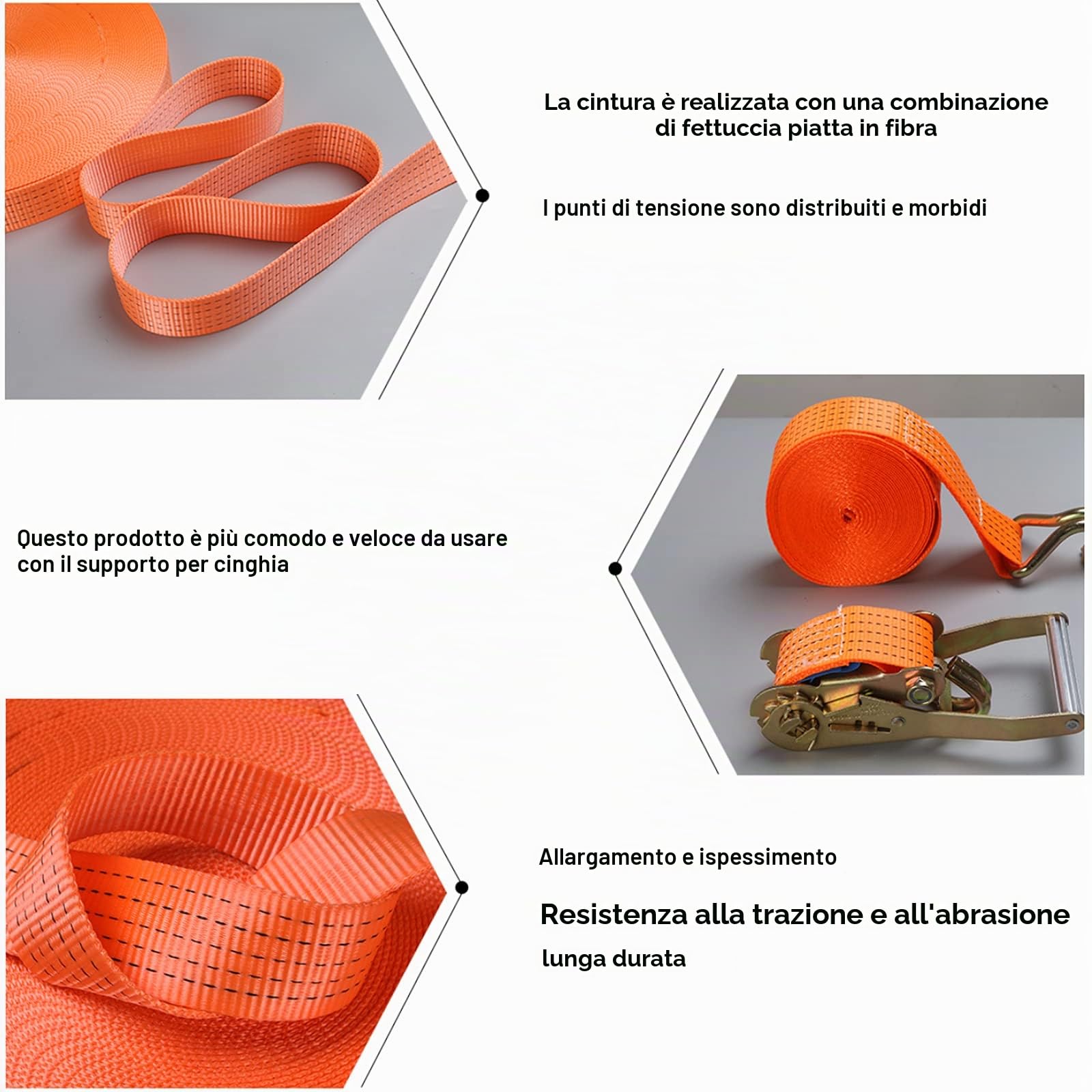 Cinghia a Cricchetto - Cinghie di Tensione con Cricchetto, 2 x 2000 kg 6 m Cinghie di Fissaggio Ratchet Tie Downs Cinghie di Tensione Con on Cricchetto e Gancio Cinghie Per Trasporto Merce(Arancione)